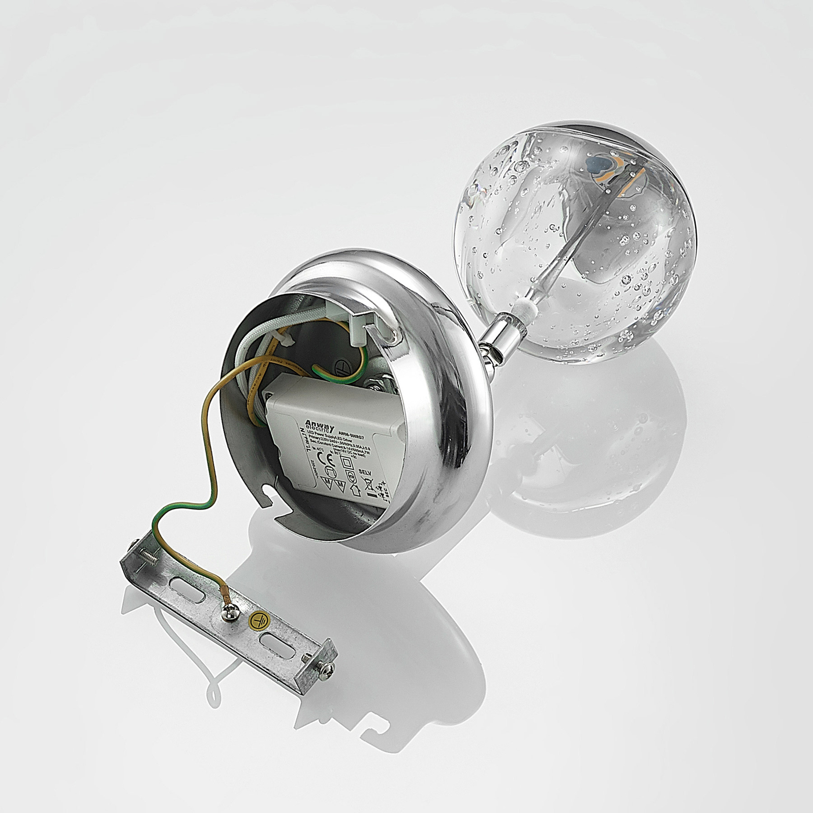 Lucande Kilio -LED-kohdevalaisin lasia, kromi