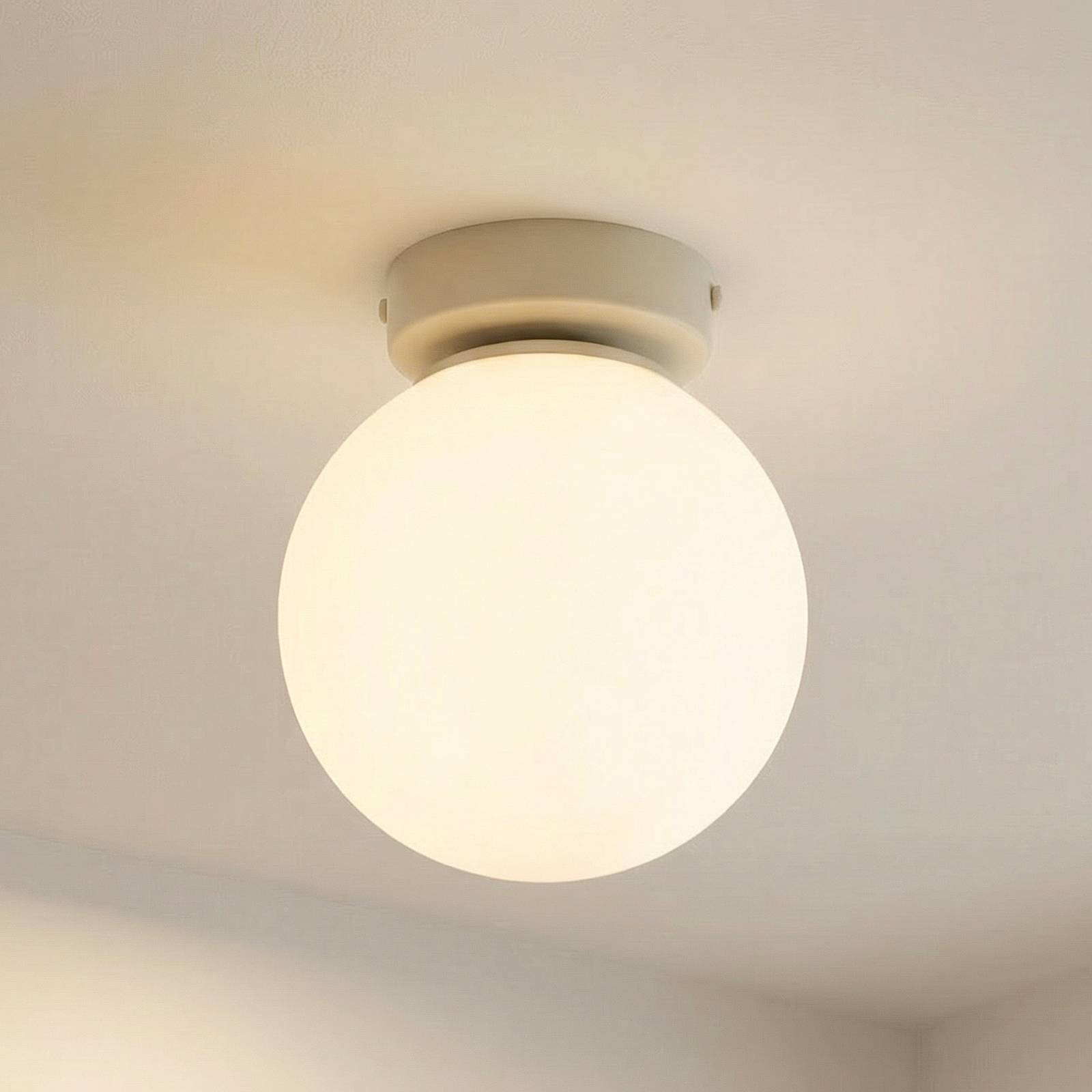 HELam Plafonnier Moonlight, couleur sable, verre/métal, à 1 lampe