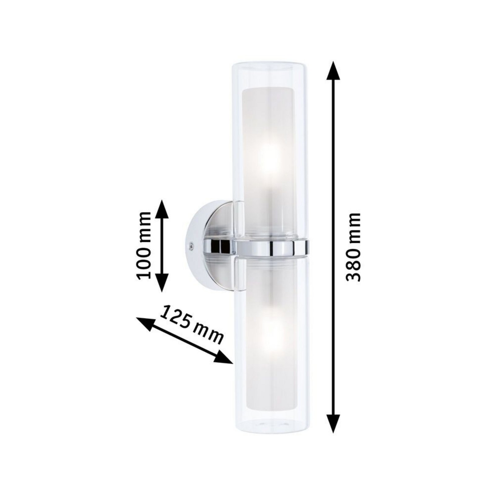 Luena 2 Aplică de Perete IP44 Dim. Cromat/Clear - Paulmann