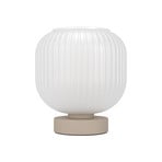 Stolová lampa Dasmina, biela/piesková, sklo, oceľ, E27