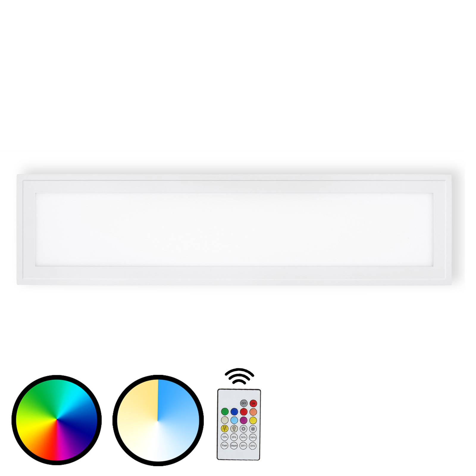 Brilonger 3033-016 Piatto LED ceiling lamp, remote control, for Living / Dining Room, plastic, metal, 18 W, energy efficiency: A, L: 59.5 cm, W: 15 cm, H: 4.5 cm