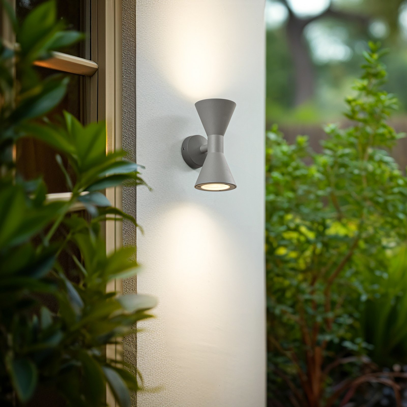 Lucande Xalor outdoor wall light, grey, IP65, metal, GU10