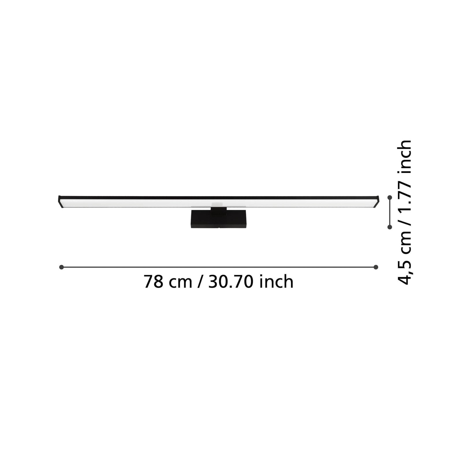 LED-Wandleuchte Pandella 1, Länge 78 cm, schwarz, Aluminium