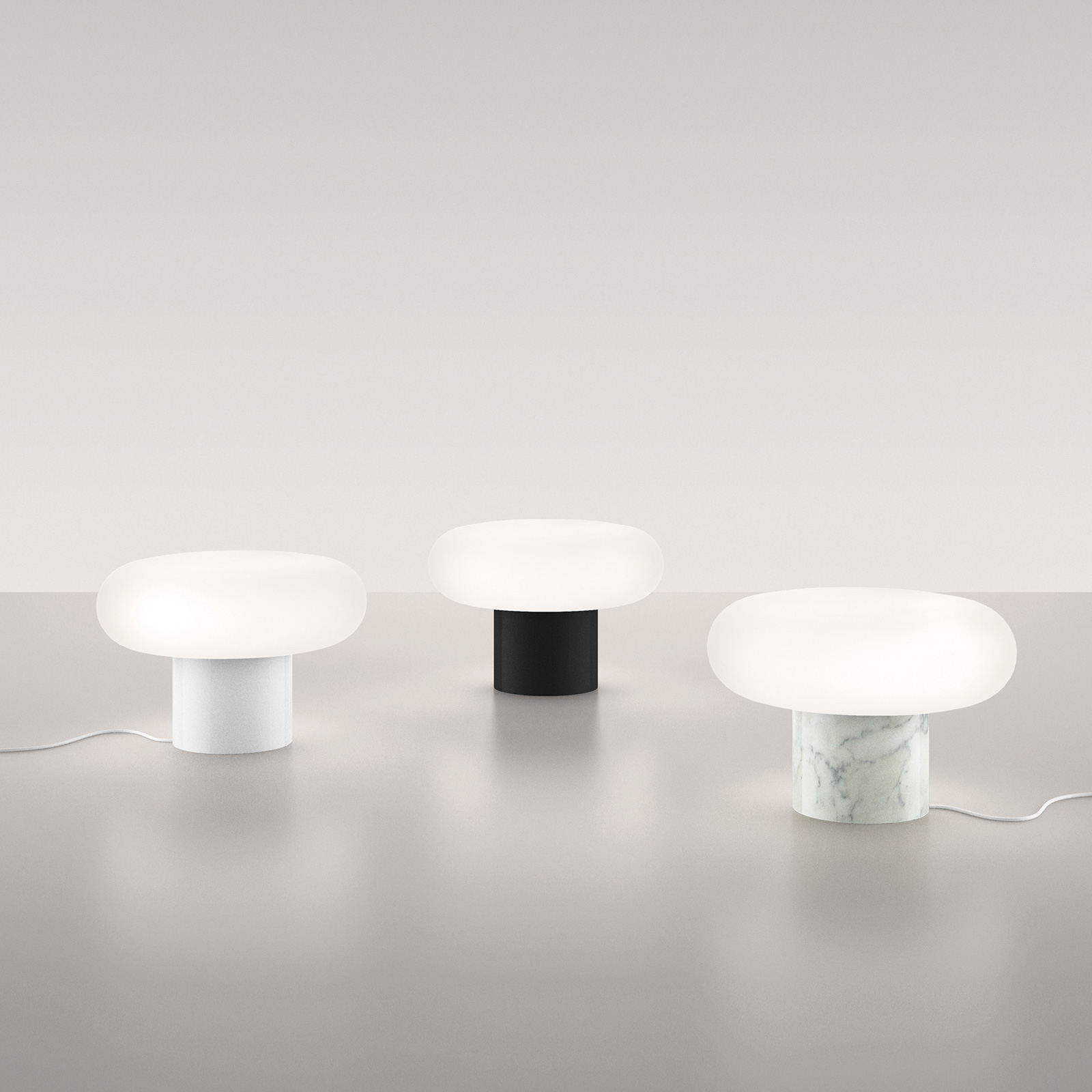 Artemide Itka LED table lamp, white ceramic base, for Living / Dining Room, glass, ceramics, 9 W, energy efficiency: A+, H: 24 cm
