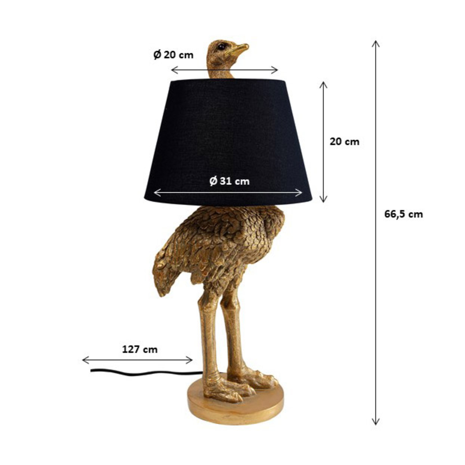 KAREN Lámpara de mesa Animal Ostrich con figura de avestruz