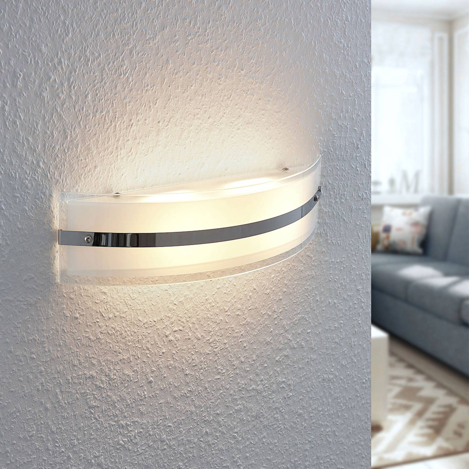 Zinka LED fali lámpa üvegből, 37,5 cm