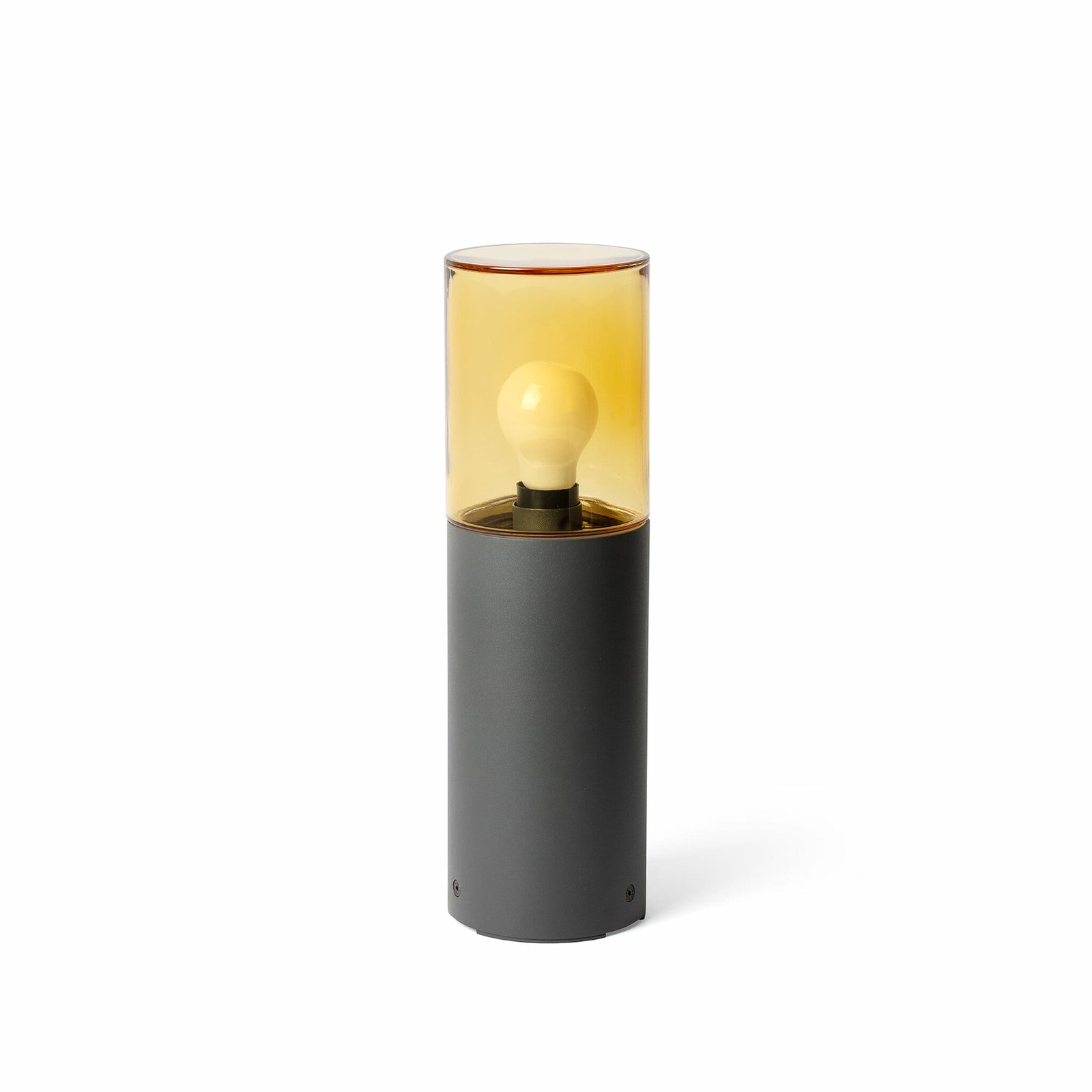 Kila pillar lamp, dark grey/amber, aluminium/glass, height 40 cm