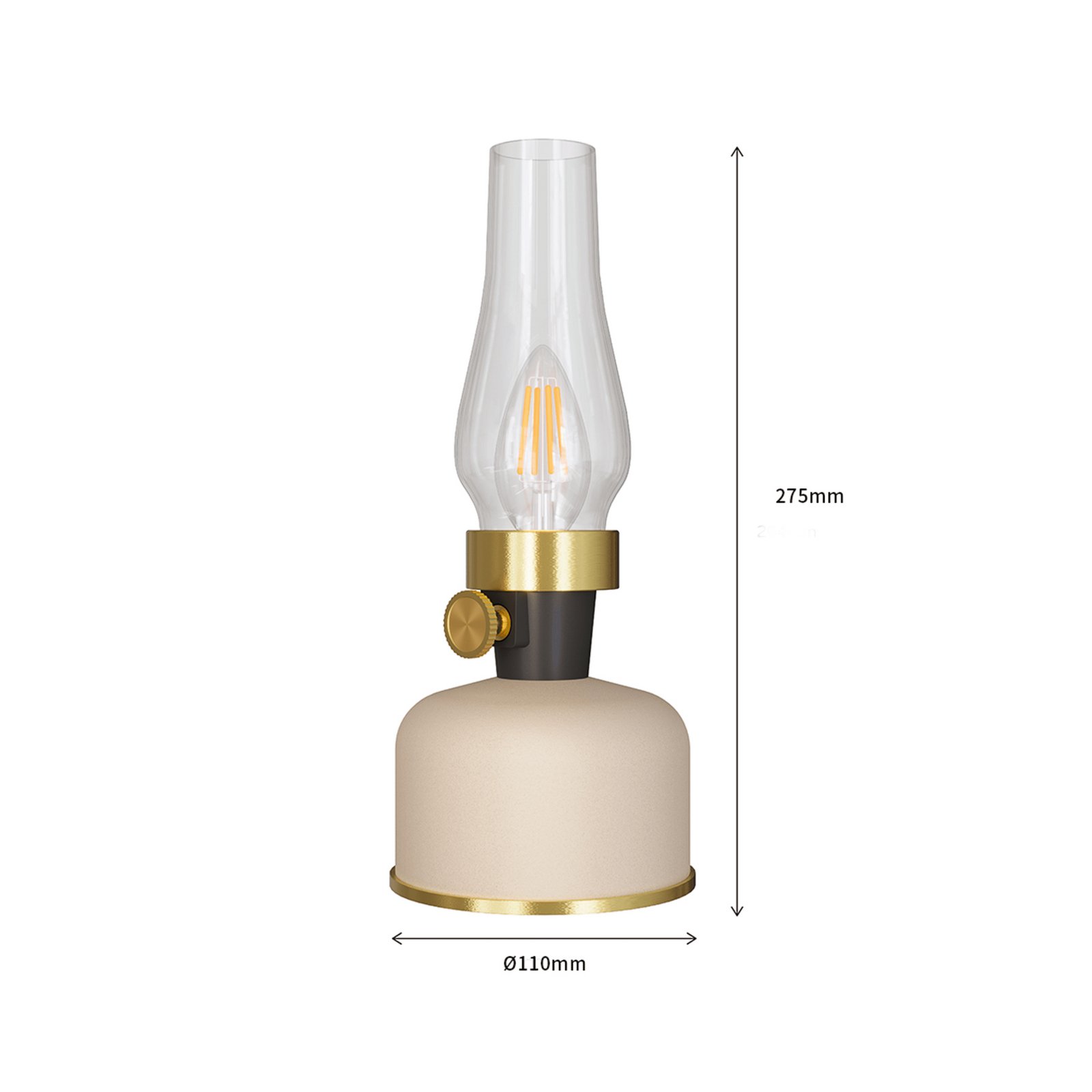 Calex LED-Akku-Tischleuchte Lavinio, sand, Laterne, Dimmer