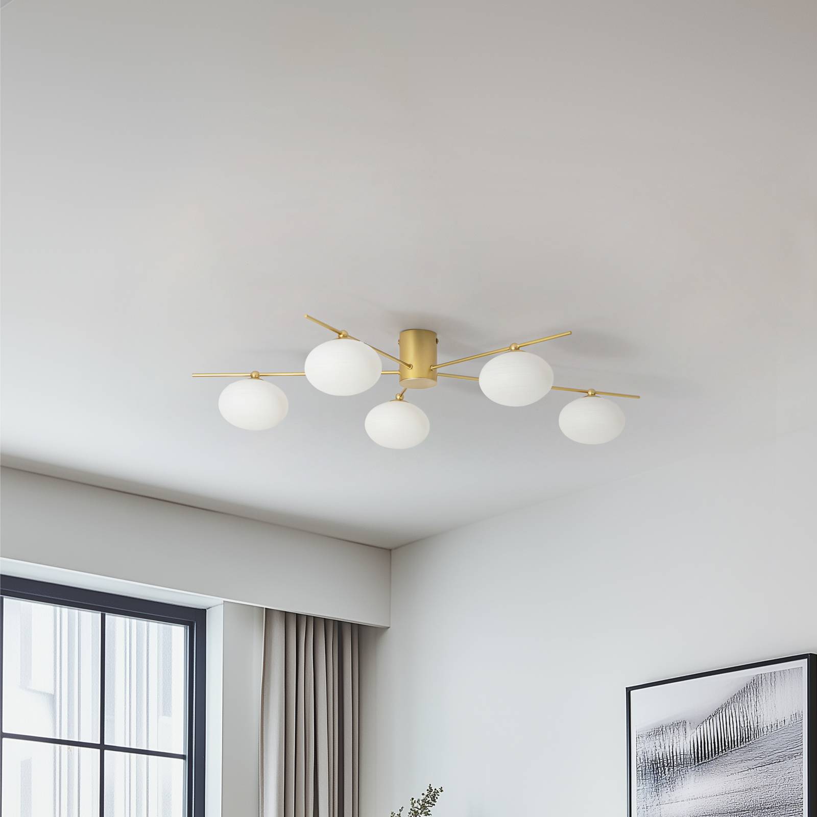 Lampa sufitowa Lindby Valisa, złota, 5-punktowa