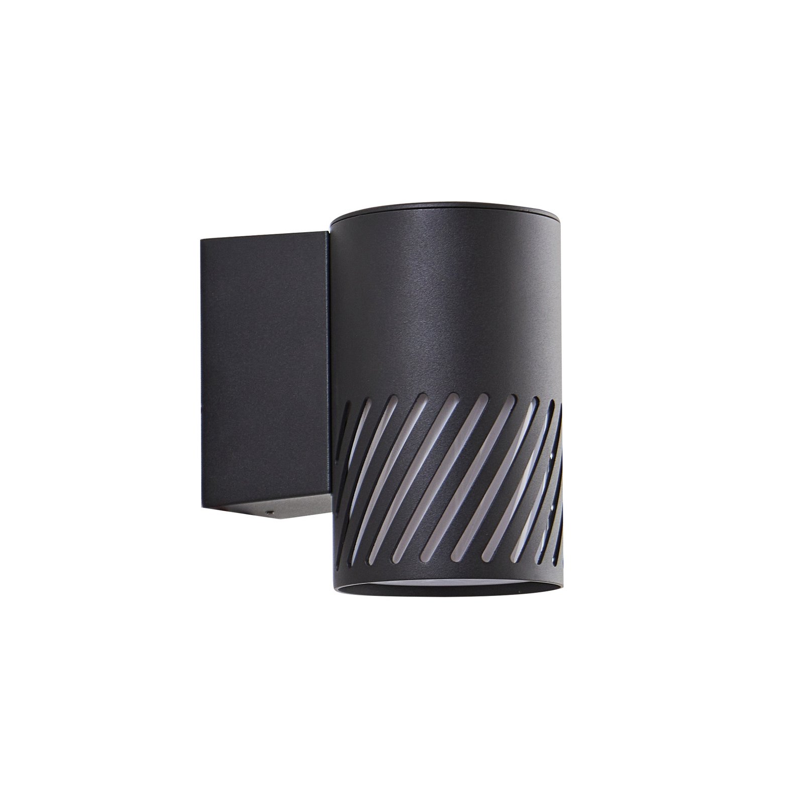 Външно стенно осветление Lindby Lurinda, черно, алуминий, Ø 10,5 cm
