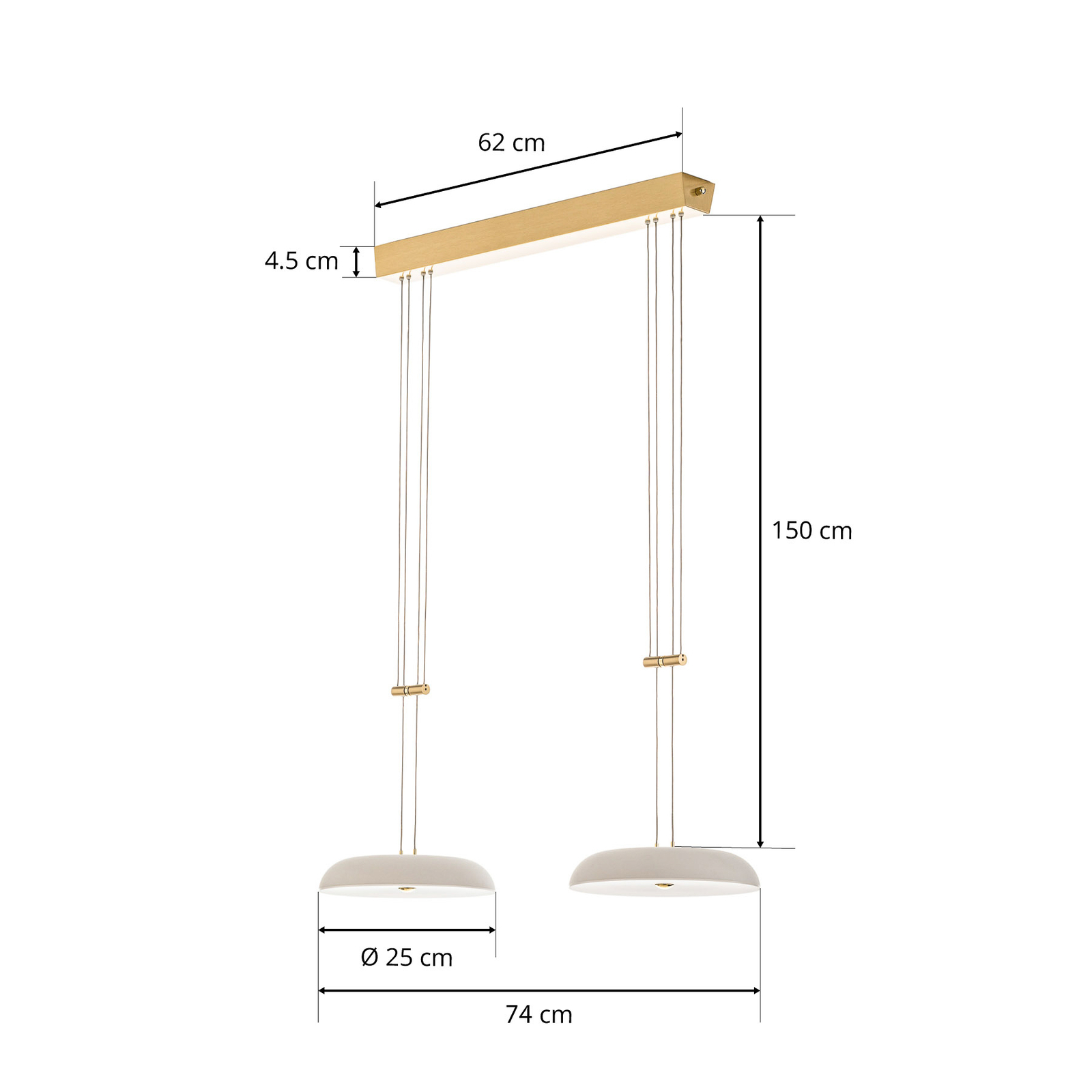 BANKAMP Vanity suspension 2 lampes en laiton