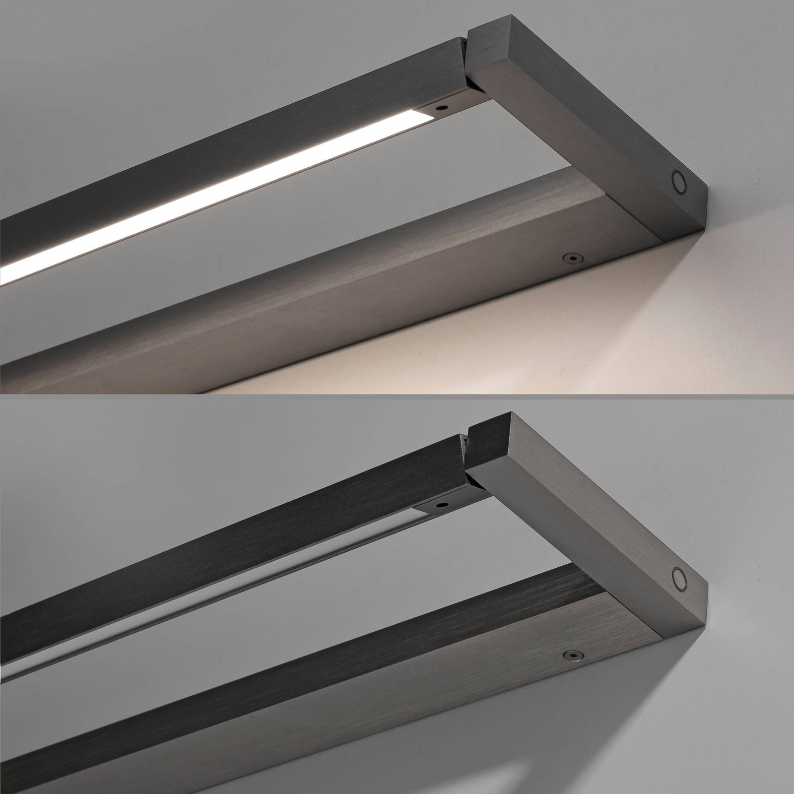 Kinkiet LED PURE szary szerokość 50 cm ściemniany aluminium