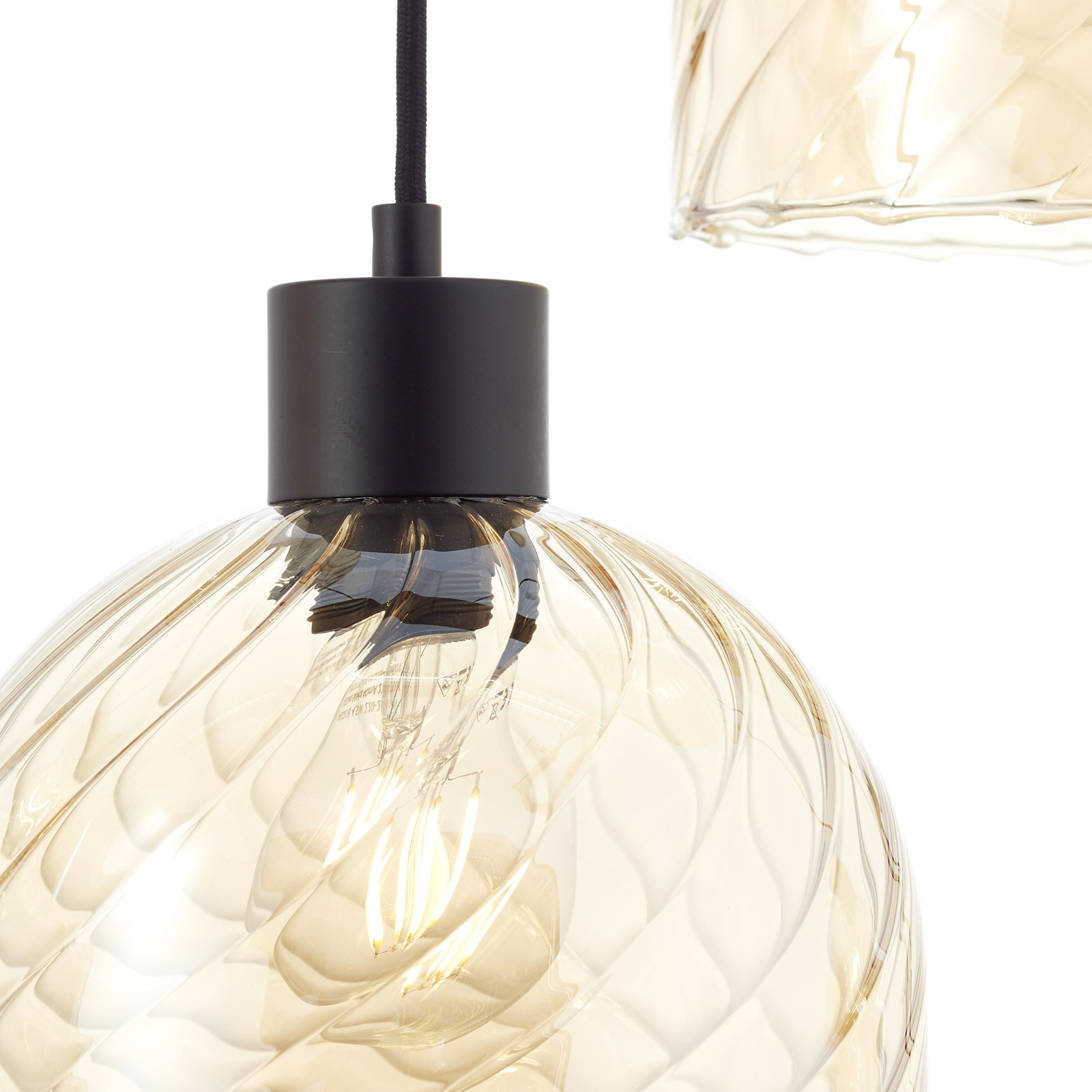 Casto hanging light, length 95 cm, amber, 6-bulb, glass