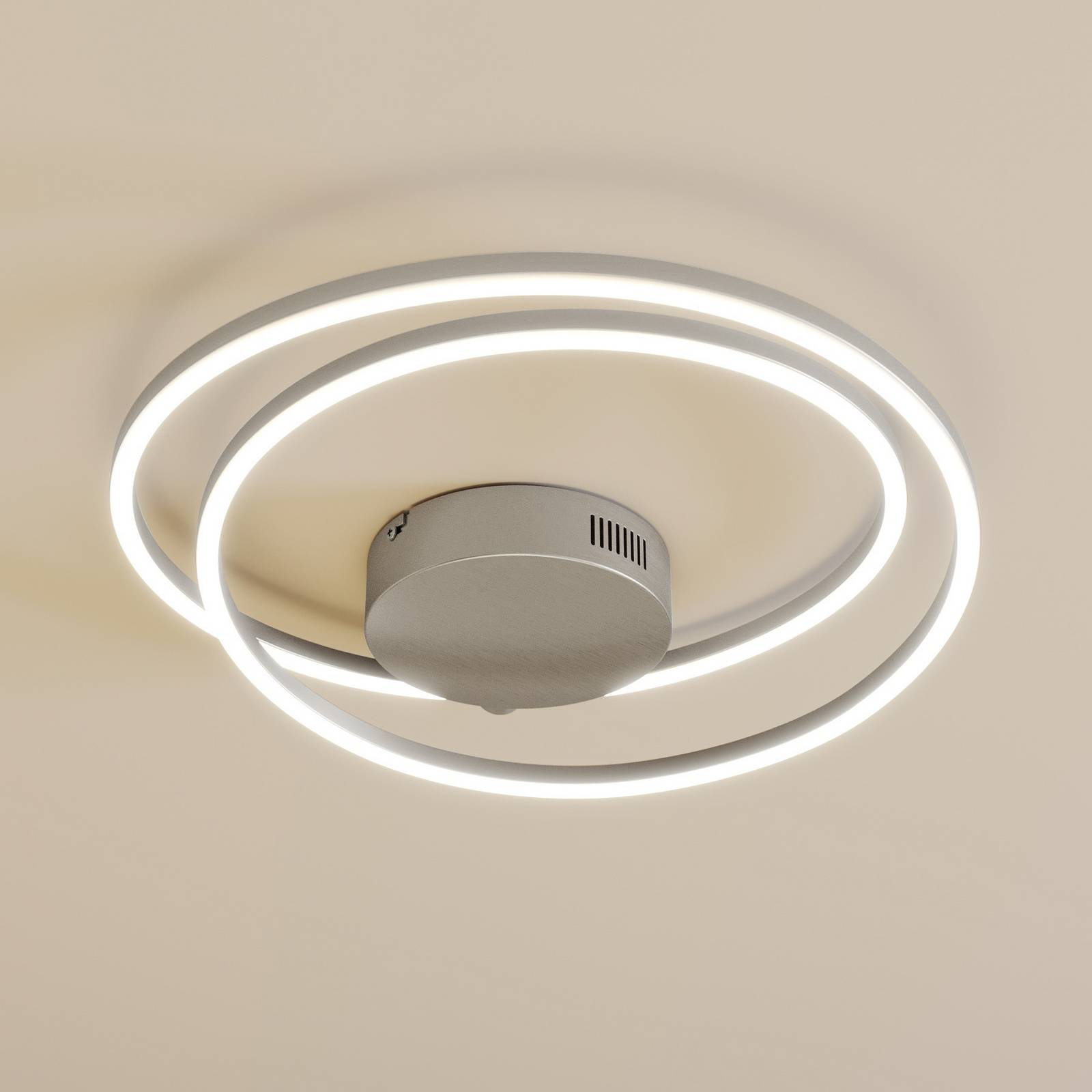 Lindby Davian LED-Deckenleuchte, dimmbar, nickel günstig online kaufen