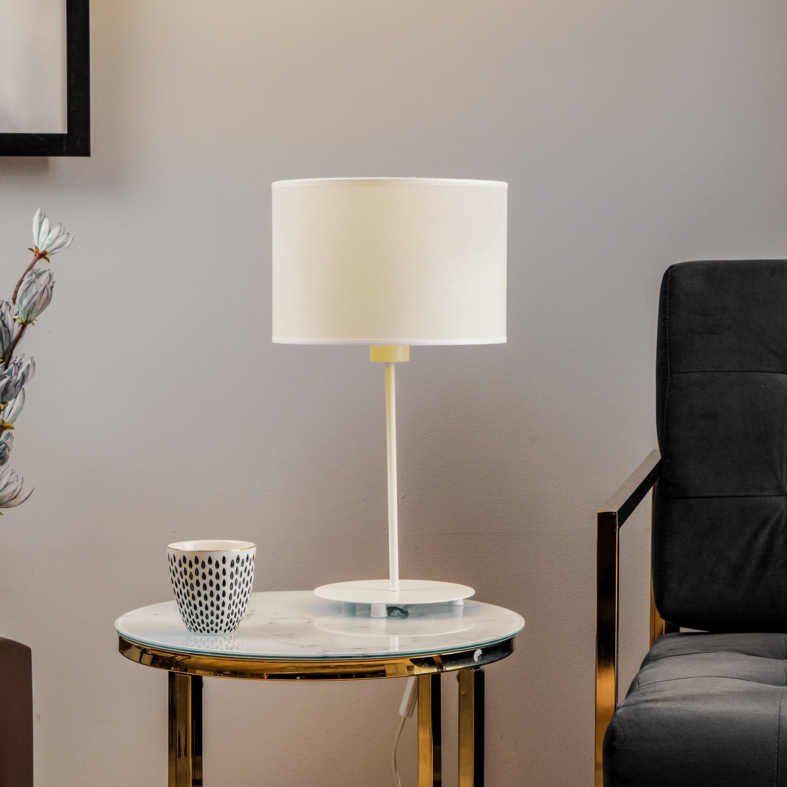 Duolla Lampa de masă Roller alb/auriu înălțime 50 cm - Camera de zi / sufragerie - Modern - alb auriu - Țesătură / Textil