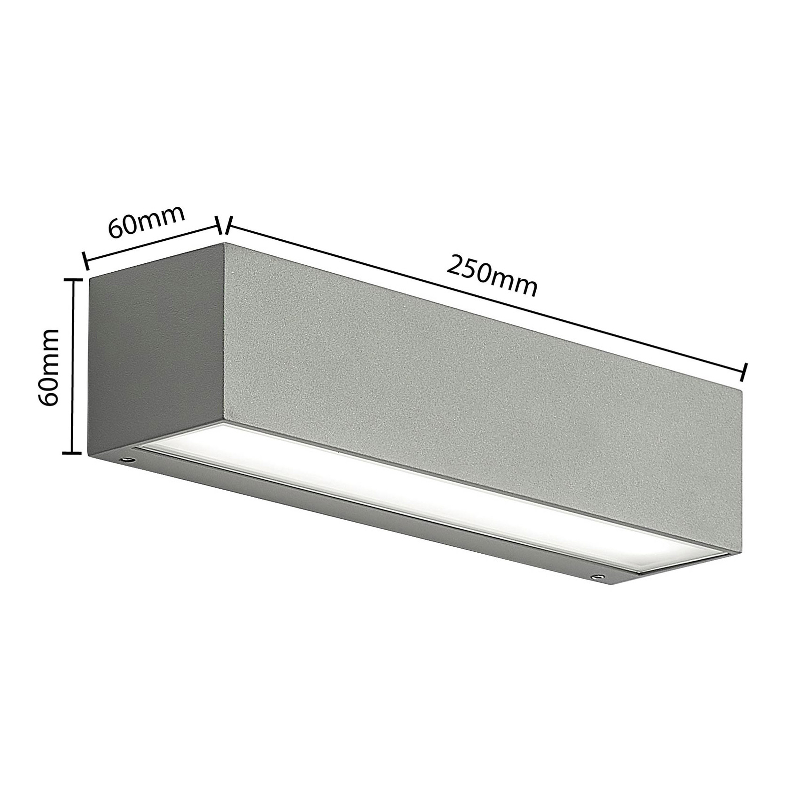 Arcchio LED-Außenwandlampe Lengo, CCT, 25 cm, 2-flg., grau
