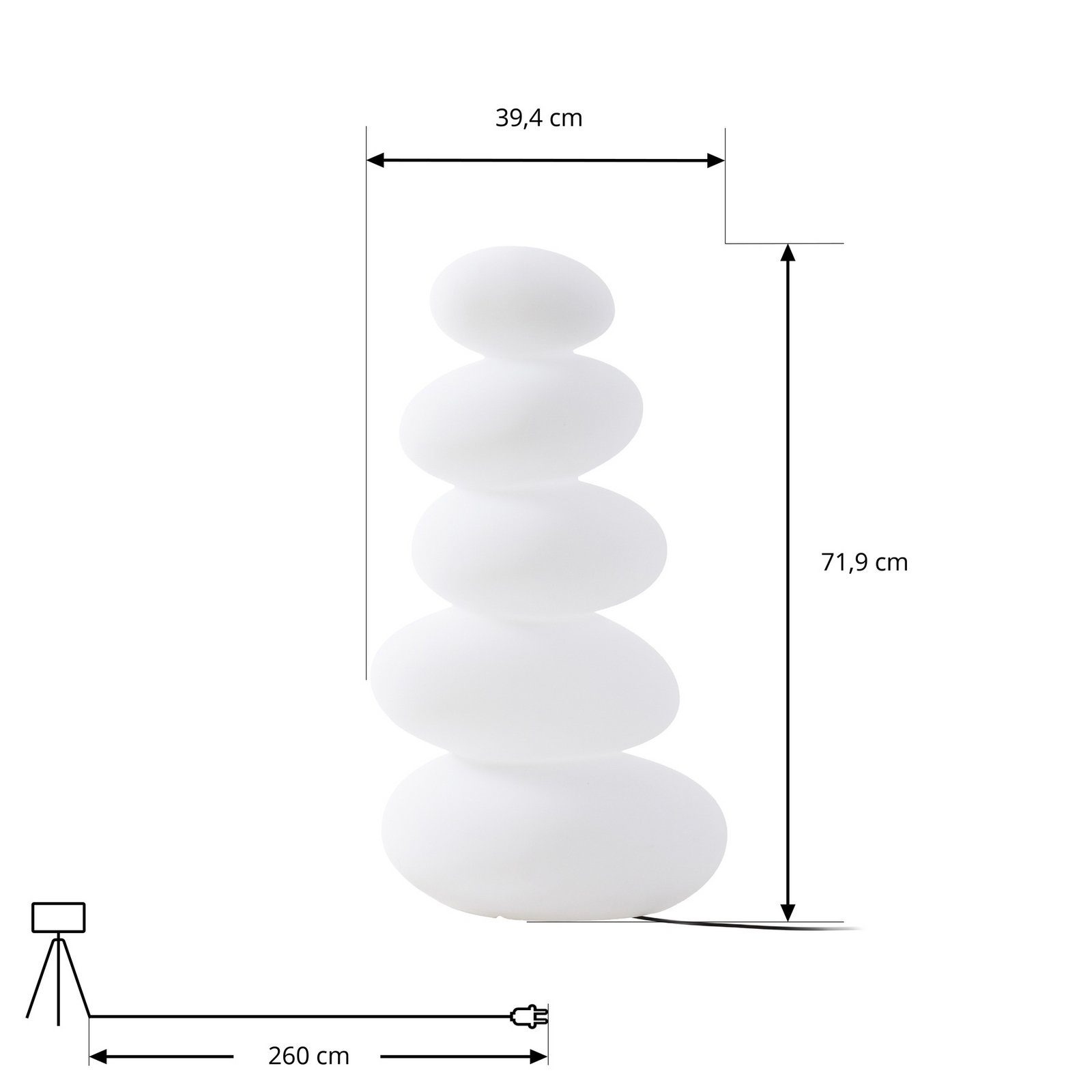Lampe de terrasse LED Lucande Soriel, blanche, 72 cm, stepdim, IP54