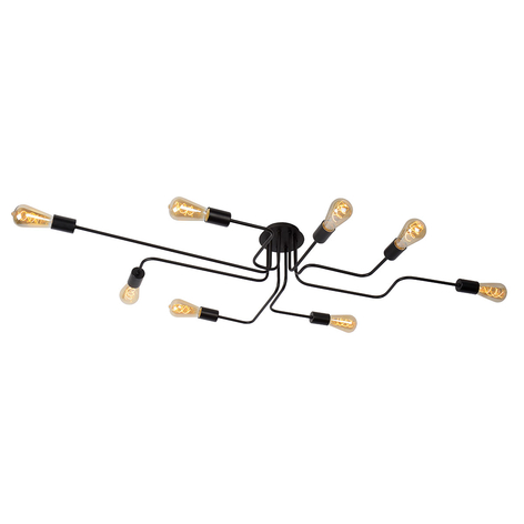 Plafondlamp Lester met 8 lampjes, zwart