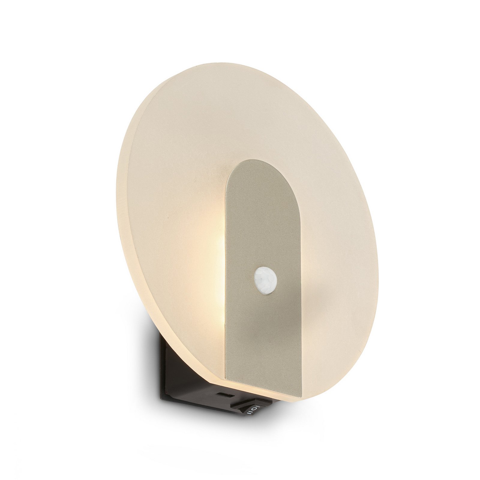 LED-akutoitega seinavalgusti Taro, helekuldne, Ø 15 cm, andur