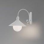 Enduro outdoor wall light, white, steel, glass, IP44, E27