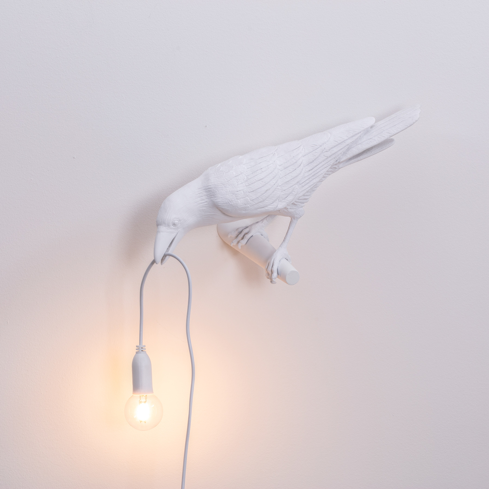 SELETTI Bird Lamp LED-Wandlampe, Blick links, weiß