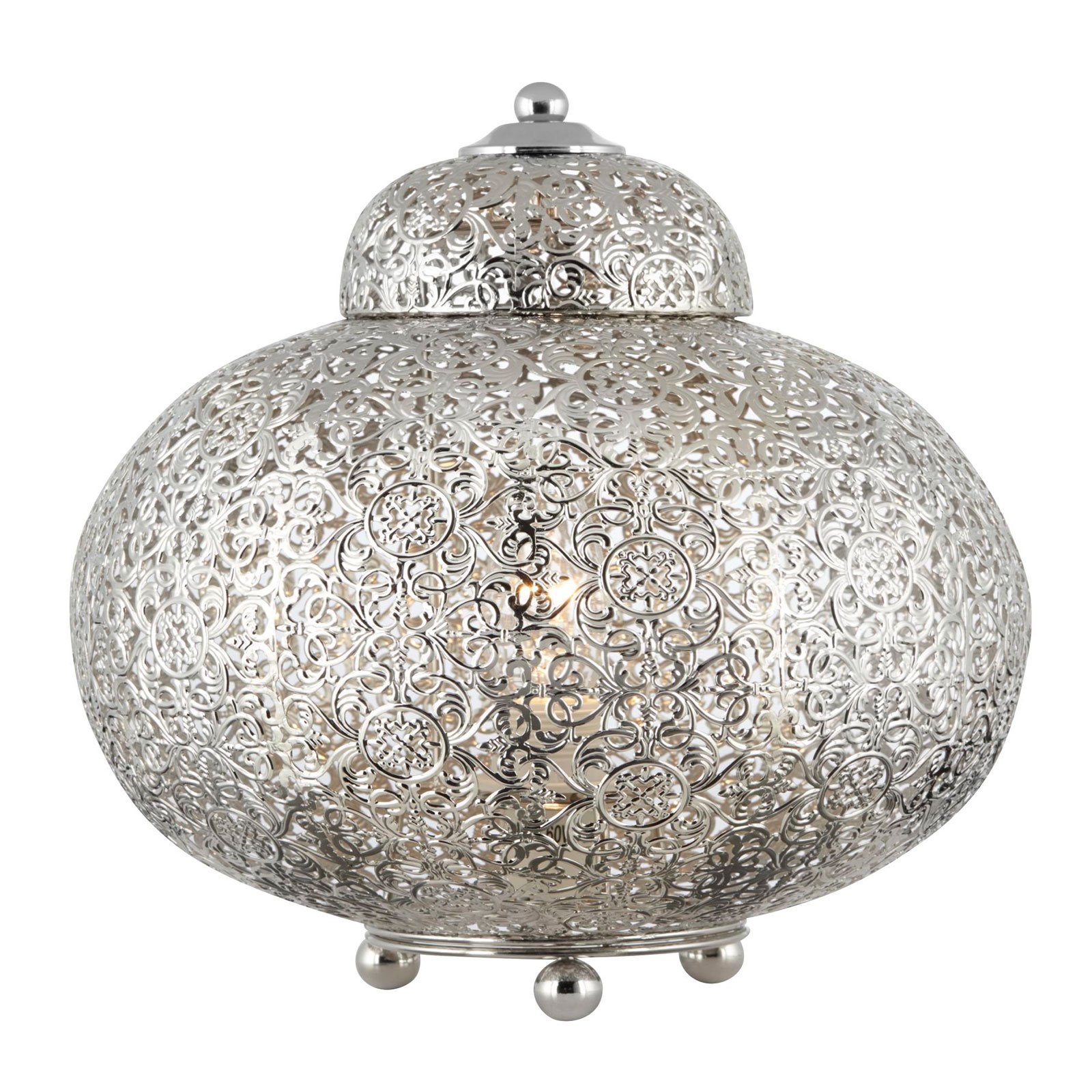 Мароканска настолна лампа Fretwork от полиран никел