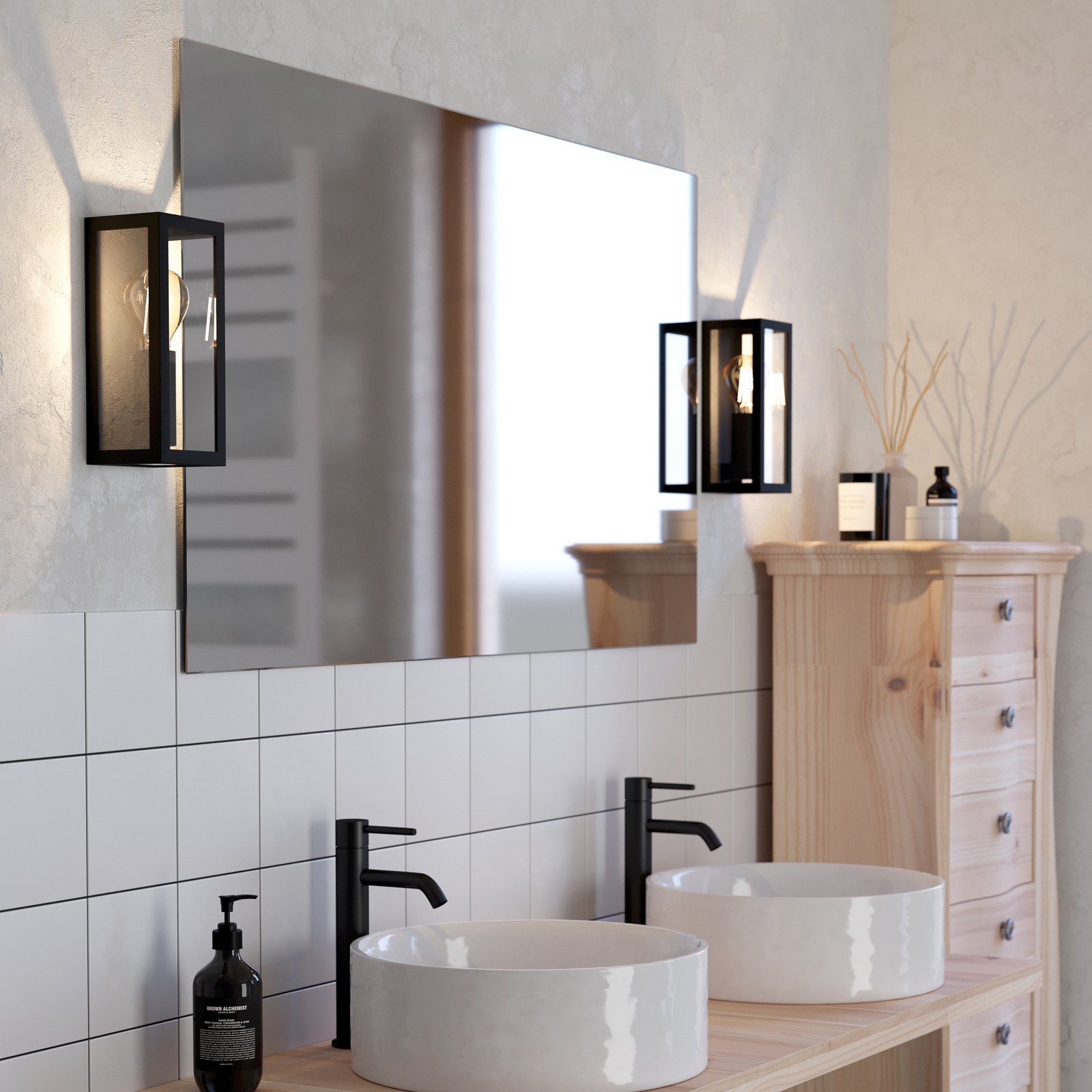 Aplică de perete baie Amezola, 1 bec, negru