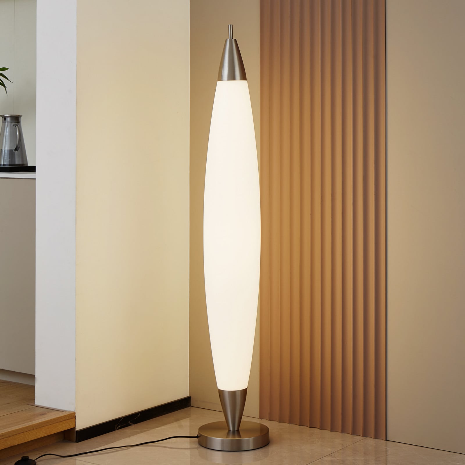 Lucande Lampadar LED Tarell alb/nichel 146 cm dimabil - Camera de zi / sufragerie - modern - alb nichel periat - Plastic