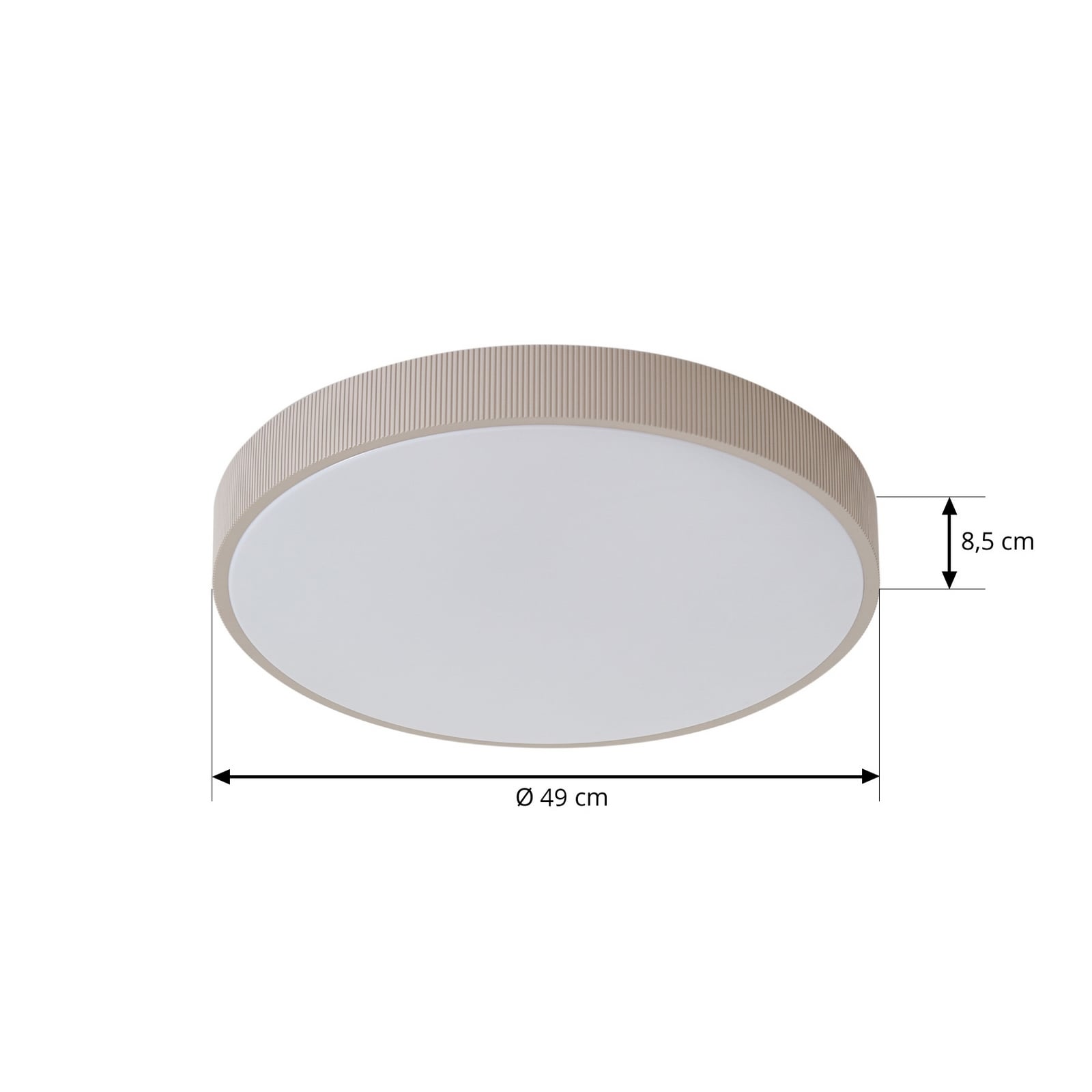 Lindby LED griestu lampa Zylo, gaiši pelēka, Ø49 cm, CCT ar dimmeru