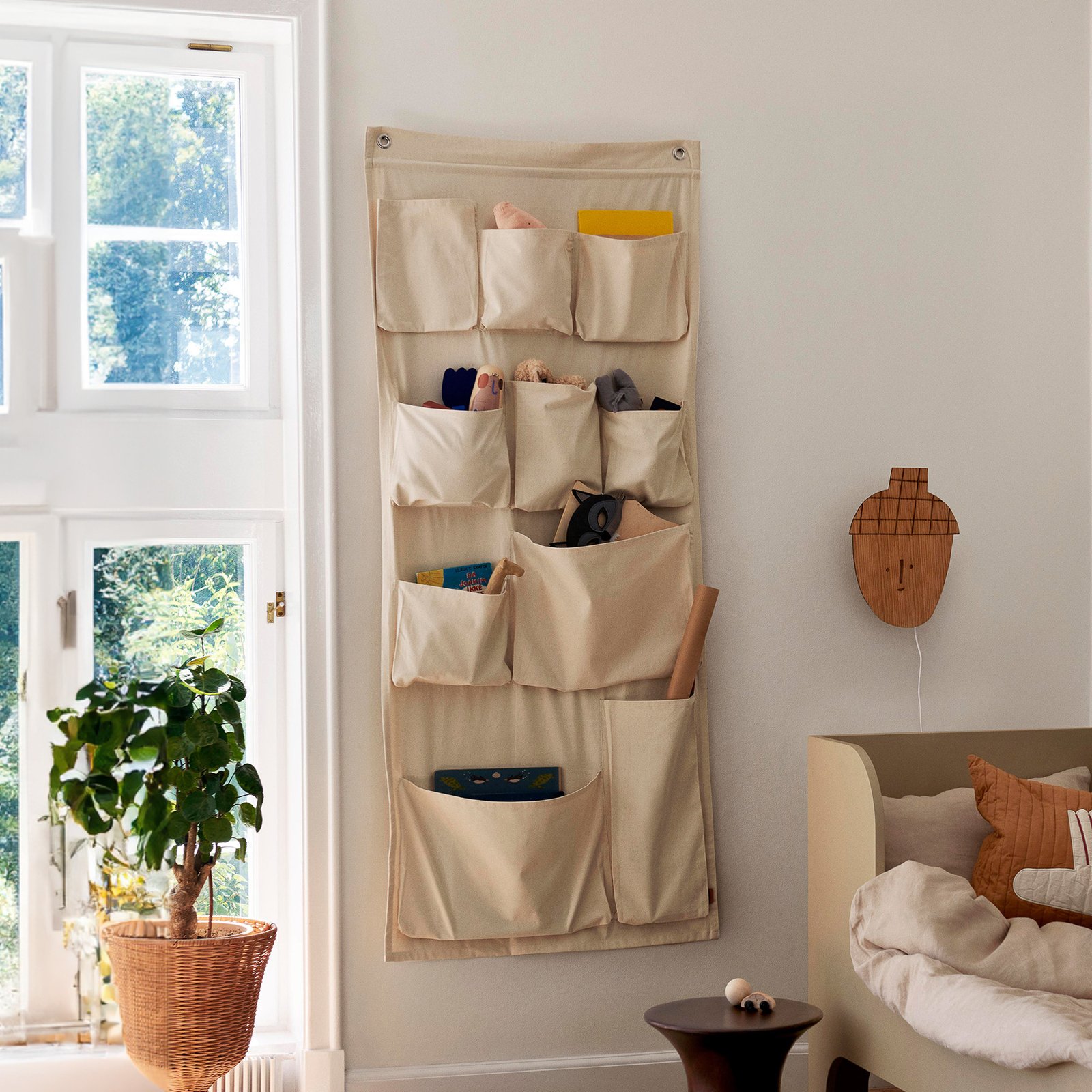 ferm LIVING Geantă de perete Canvas XL, bej, bumbac, H 160 cm