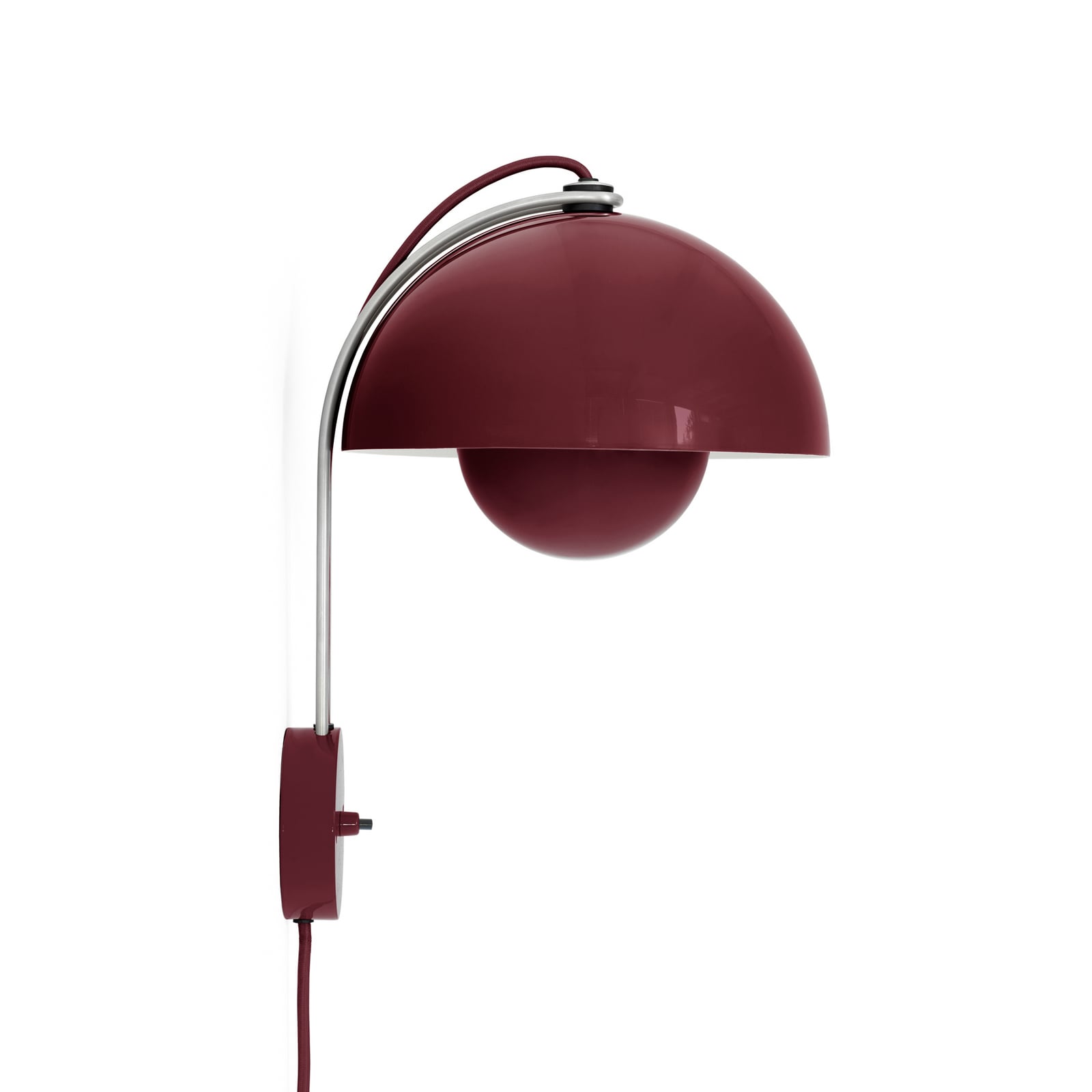 Flowerpot VP8 wall light, dark red, plug - &TRADITION Flowerpot VP8 wall light, dark red, plug - &TRADITION