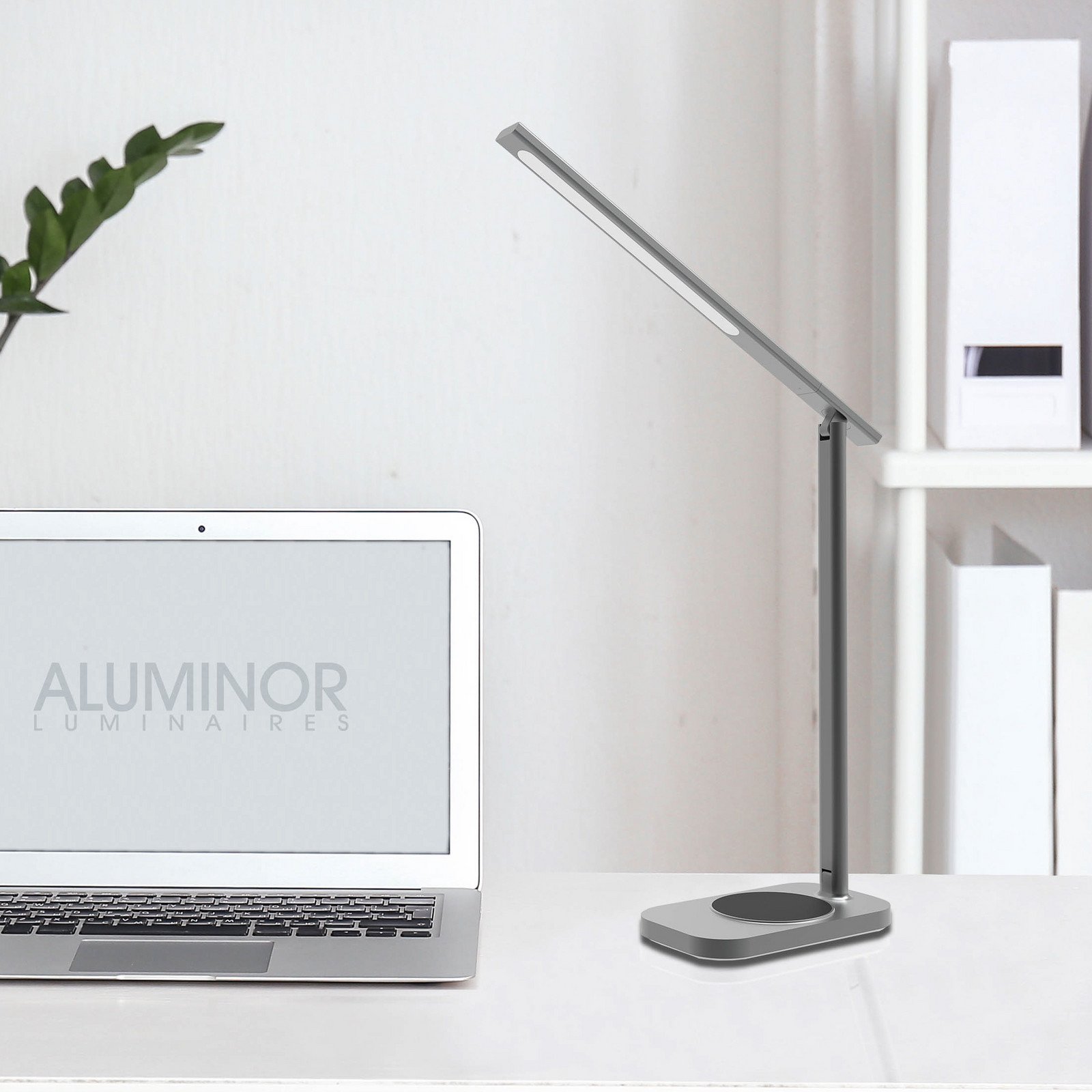 Aluminor Luna lampă de masă LED cu USB - Studiu / Birou - modern - gri închis - Metal