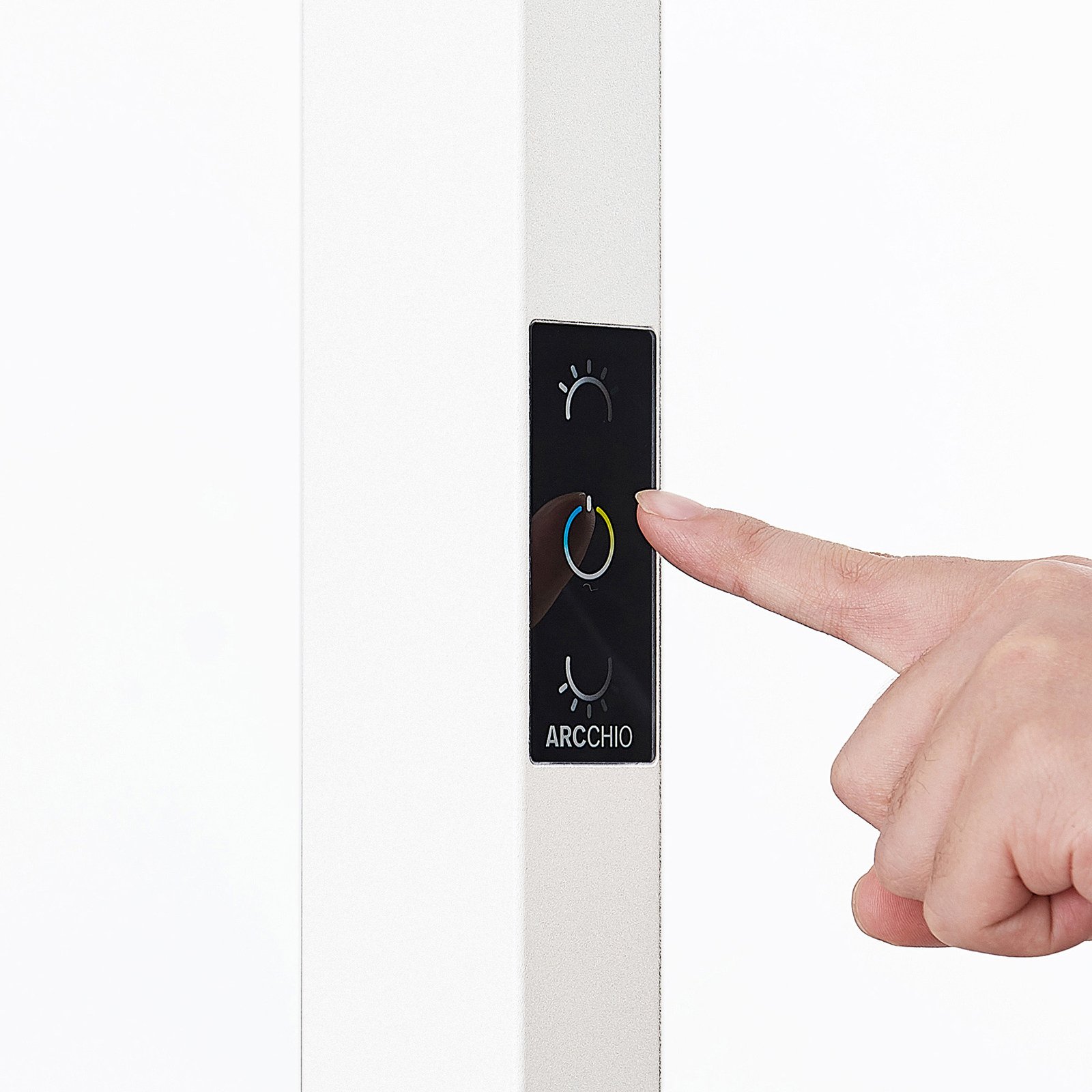 Arcchio LED-Bürostehlampe Susi, weiß, Sensor, Touchdimmer