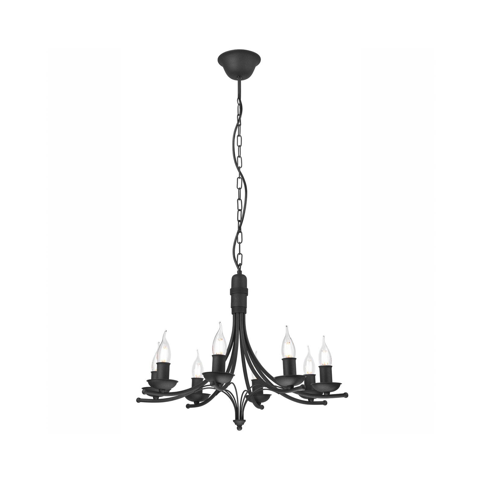 Lámpara de araña Kandela, 8 luces, negro