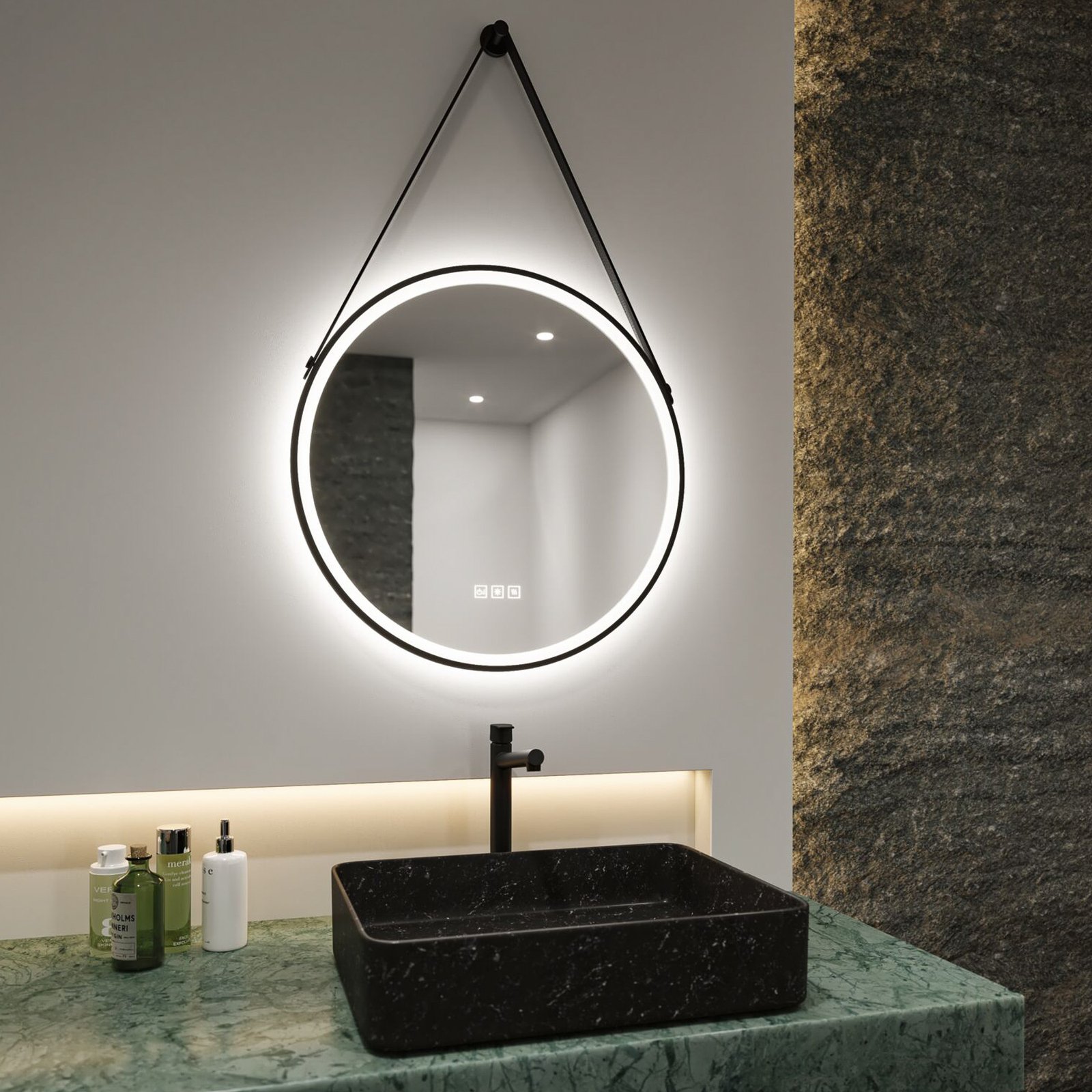Mirra LED Illuminated Tükör IP44 Dim. Black/Mirror - Paulmann