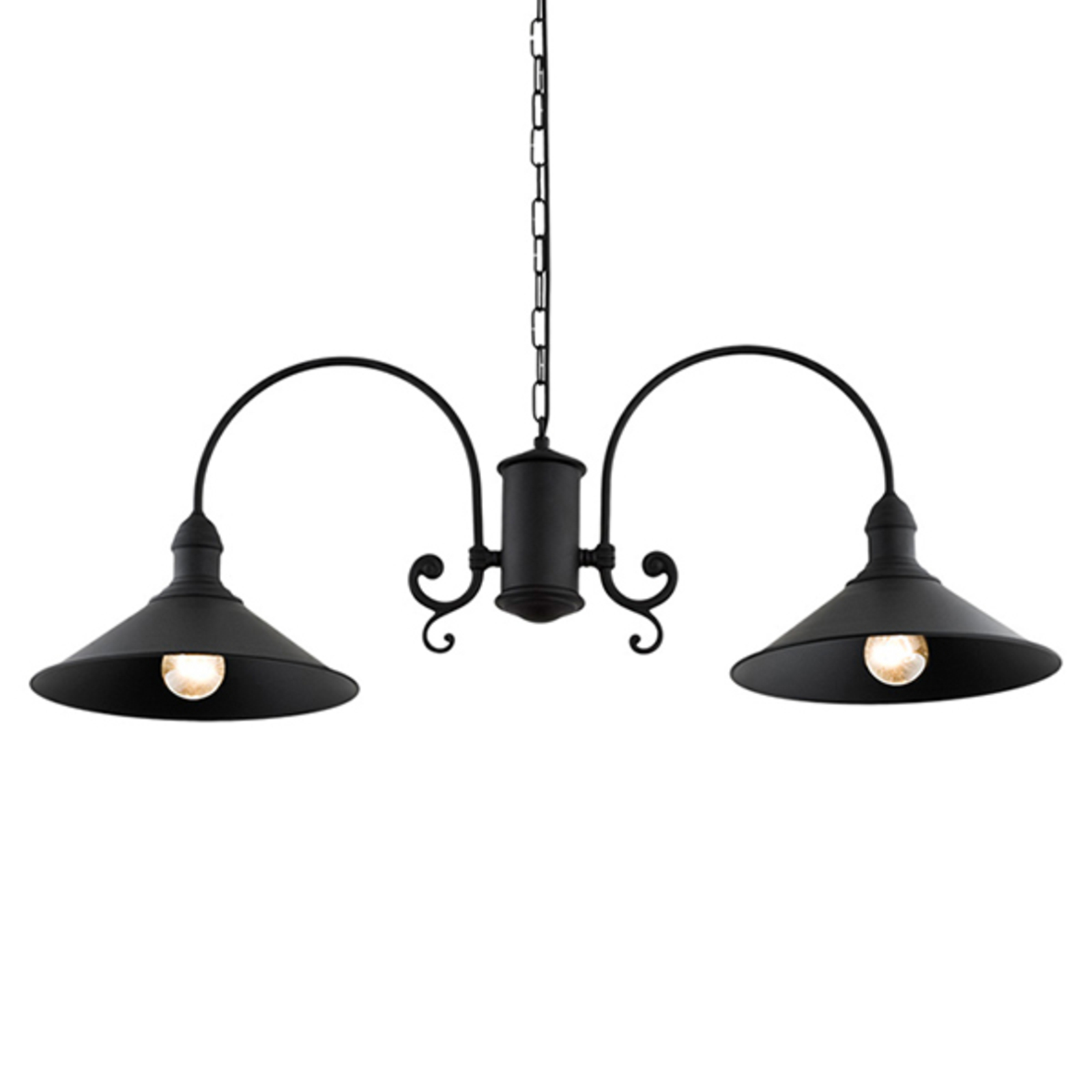 Hanglamp Elmo, 2-lamps, zwart