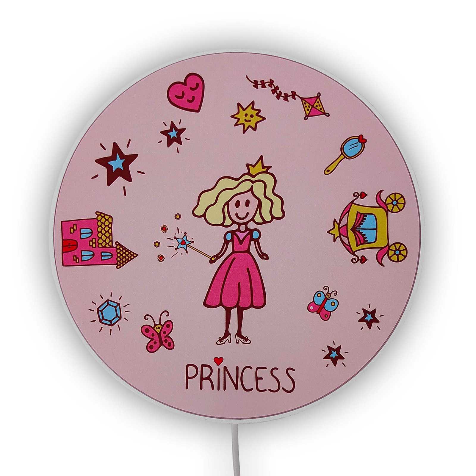 Princess væglampe med kontakt og stik