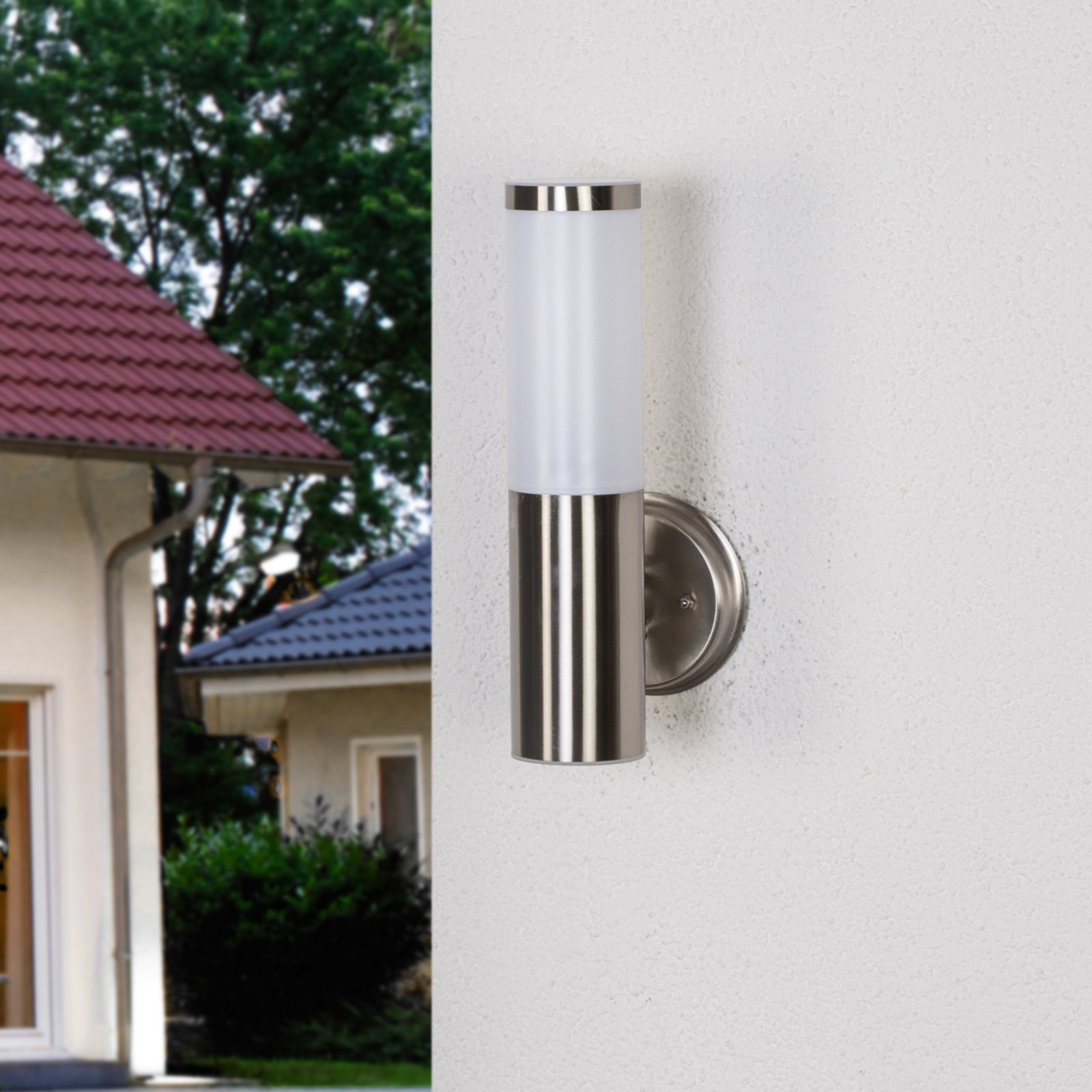 Kristof Outdoor Wall Lamp Stainless Steel - Lindby