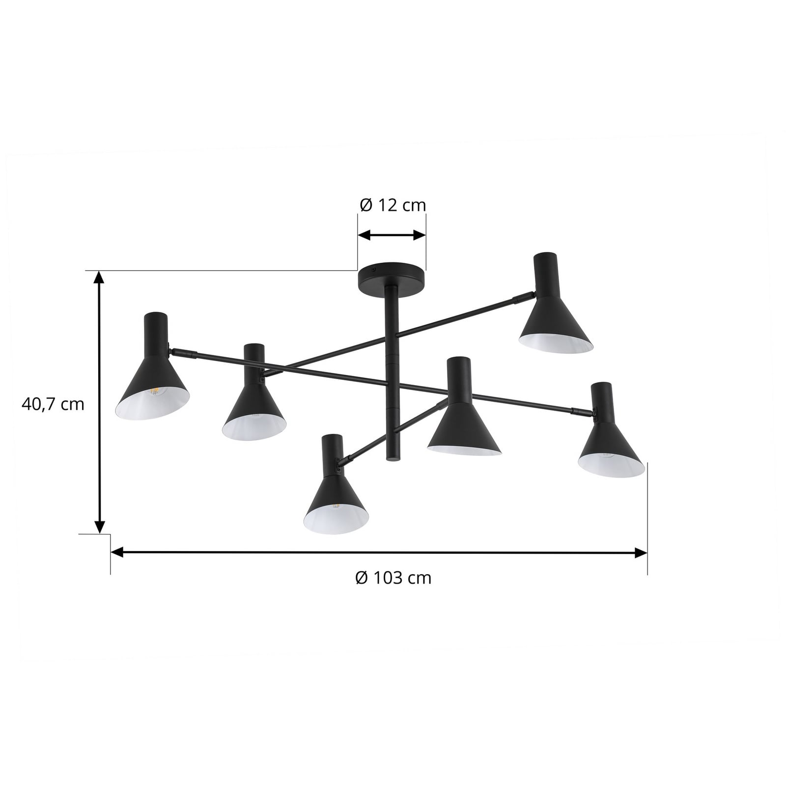 Nola Faretto da soffitto Milia, a 6 luci, nero, E14, metallo Nola Faretto da soffitto Milia, a 6 luci, nero, E14, metallo