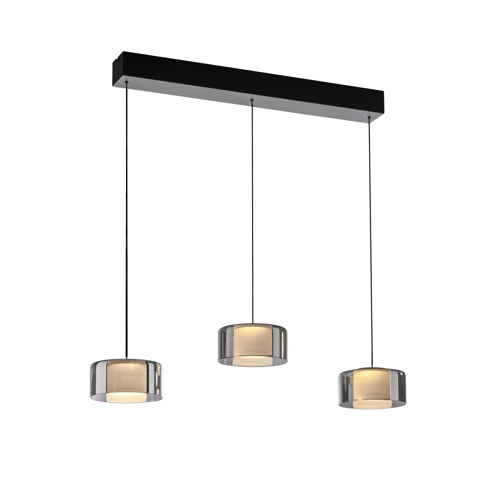 Paul Neuhaus hanglamp Rika, zwart, lengte 71 cm, glas