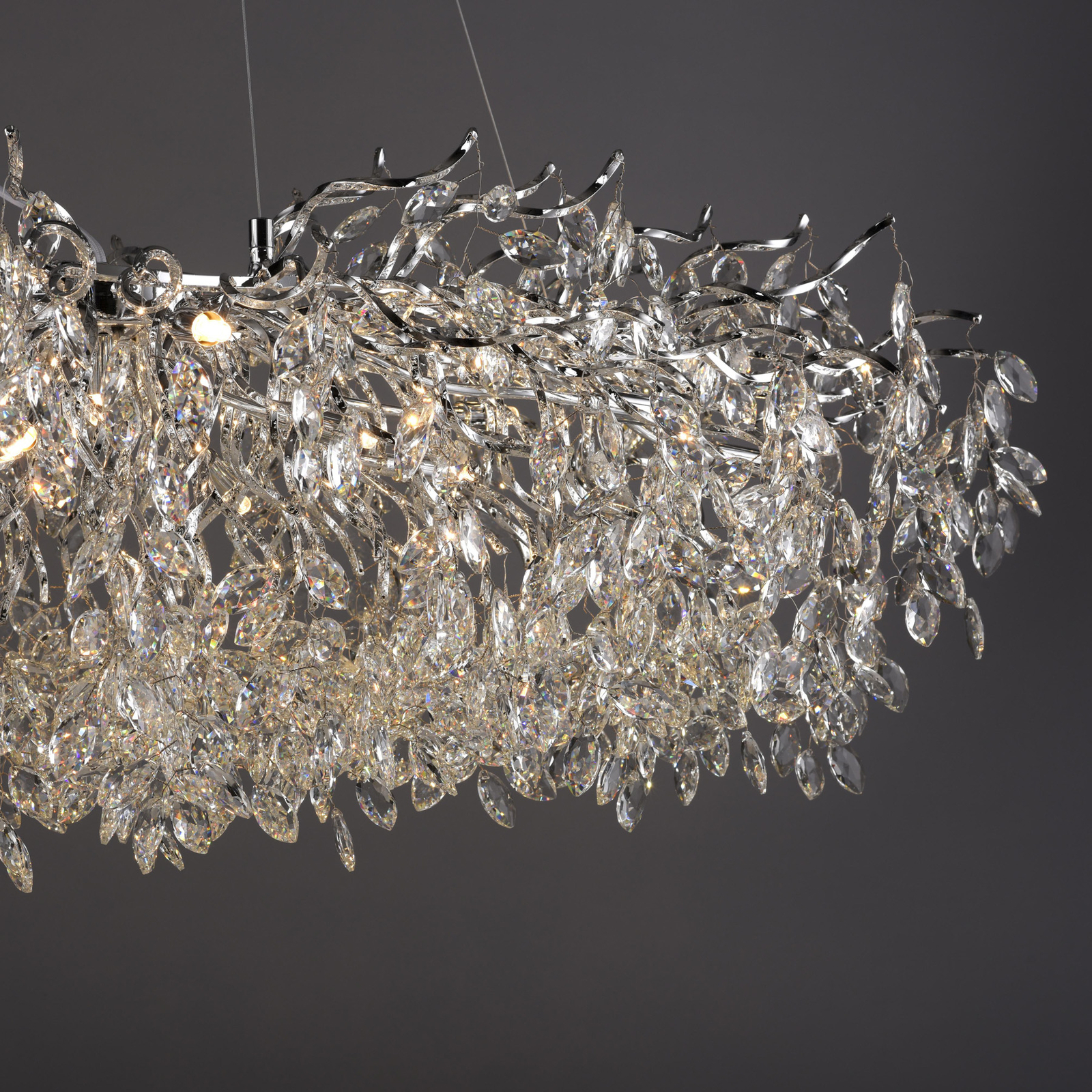 Paul Neuhaus Ricicle chandelier, chrome, length 150 cm