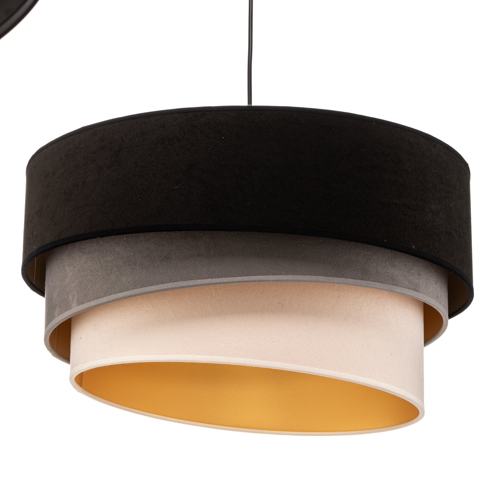 Hanglamp Devon, zwart/grijs/ecru/goud Ø45cm