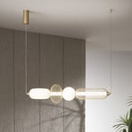 Candeeiro suspenso LED INKAS, altura 90 cm, cor dourada, vidro/metal, CCT