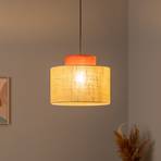 Висяща лампа Duo, абажур от юта, ръждивокафяво/естественокафяво, Ø 38 cm
