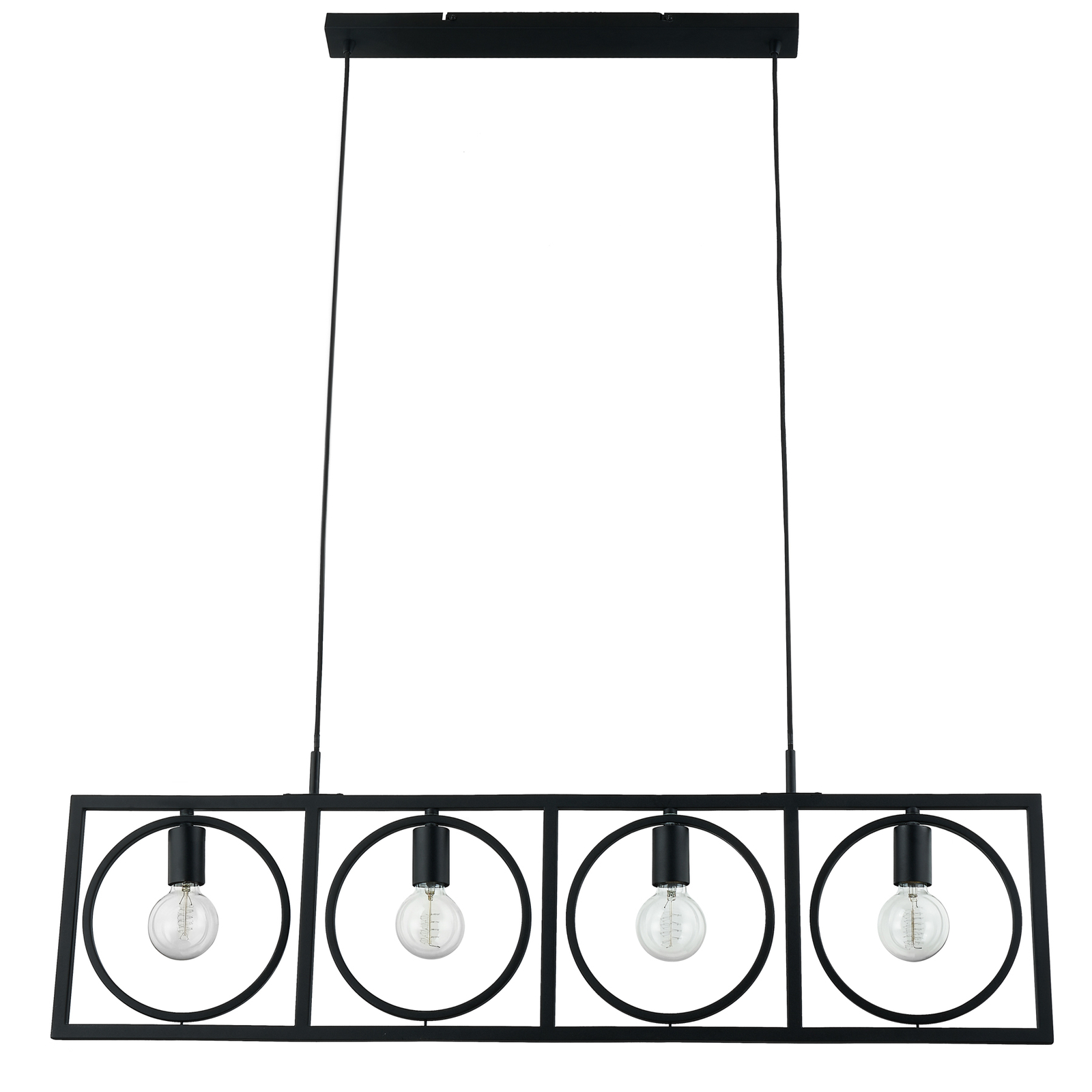 Lindby suspension Mateja, noir, métal, 112 cm, à 4 lampes.