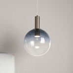 Pendellampe Ombre, Kugel, rauchgrau/weiß, Ø 30 cm, Glas