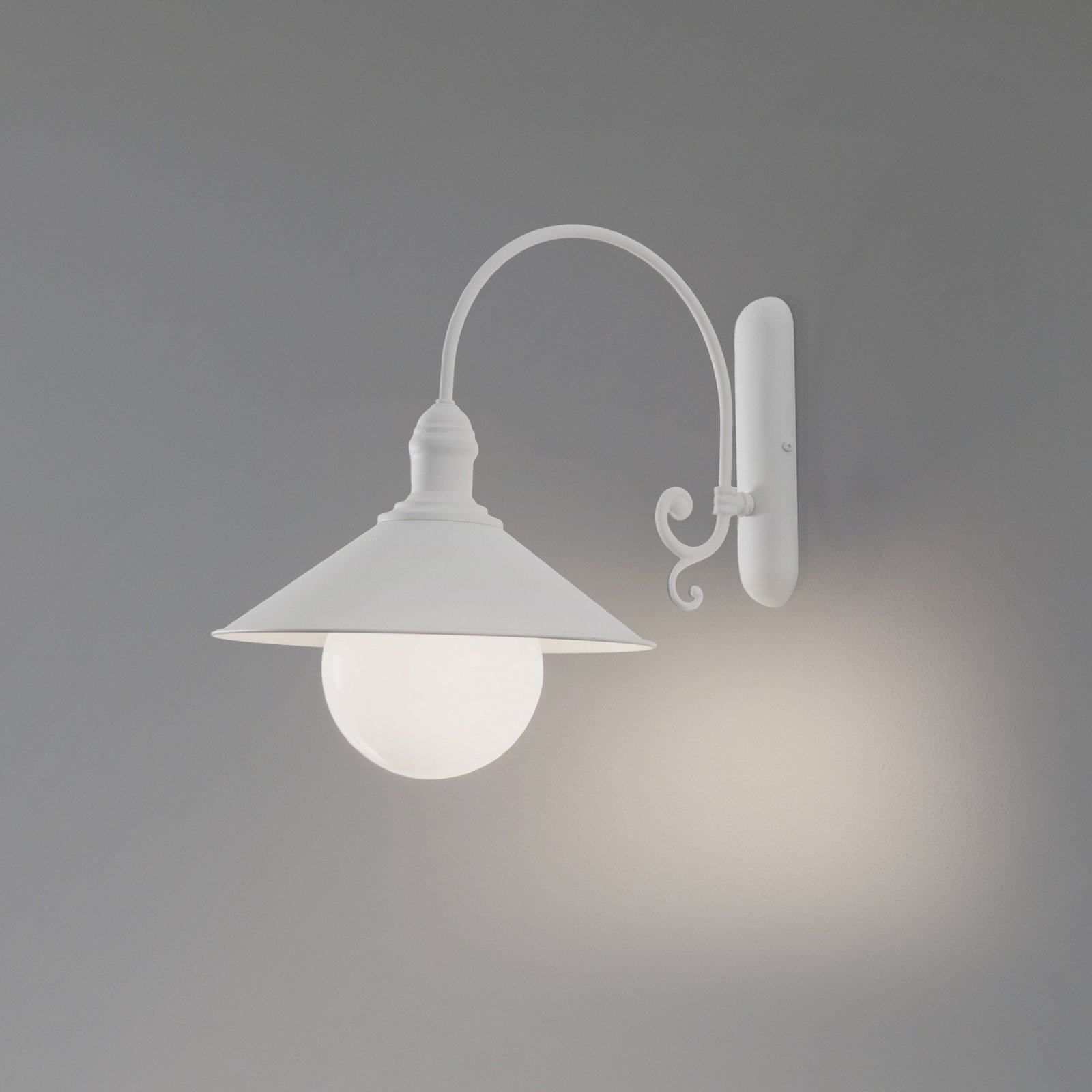 Buitenwandlamp Enduro, wit, staal, glas, IP44, E27