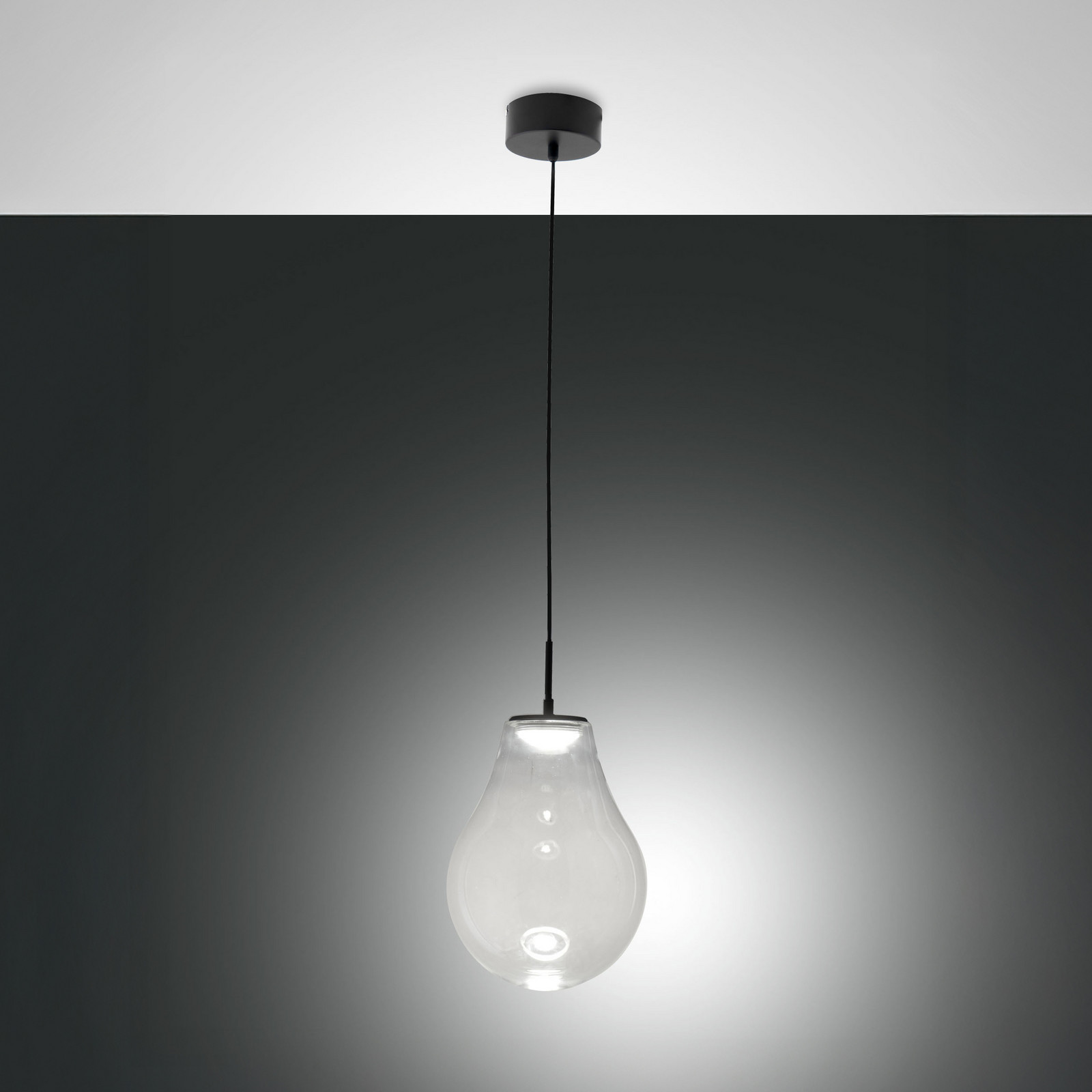 Fabas Luce Lampă suspendată LED Noa transparentă sticlă Ø 25 cm CCT dimabilă - Camera de zi / sufragerie - Modern - clar negru