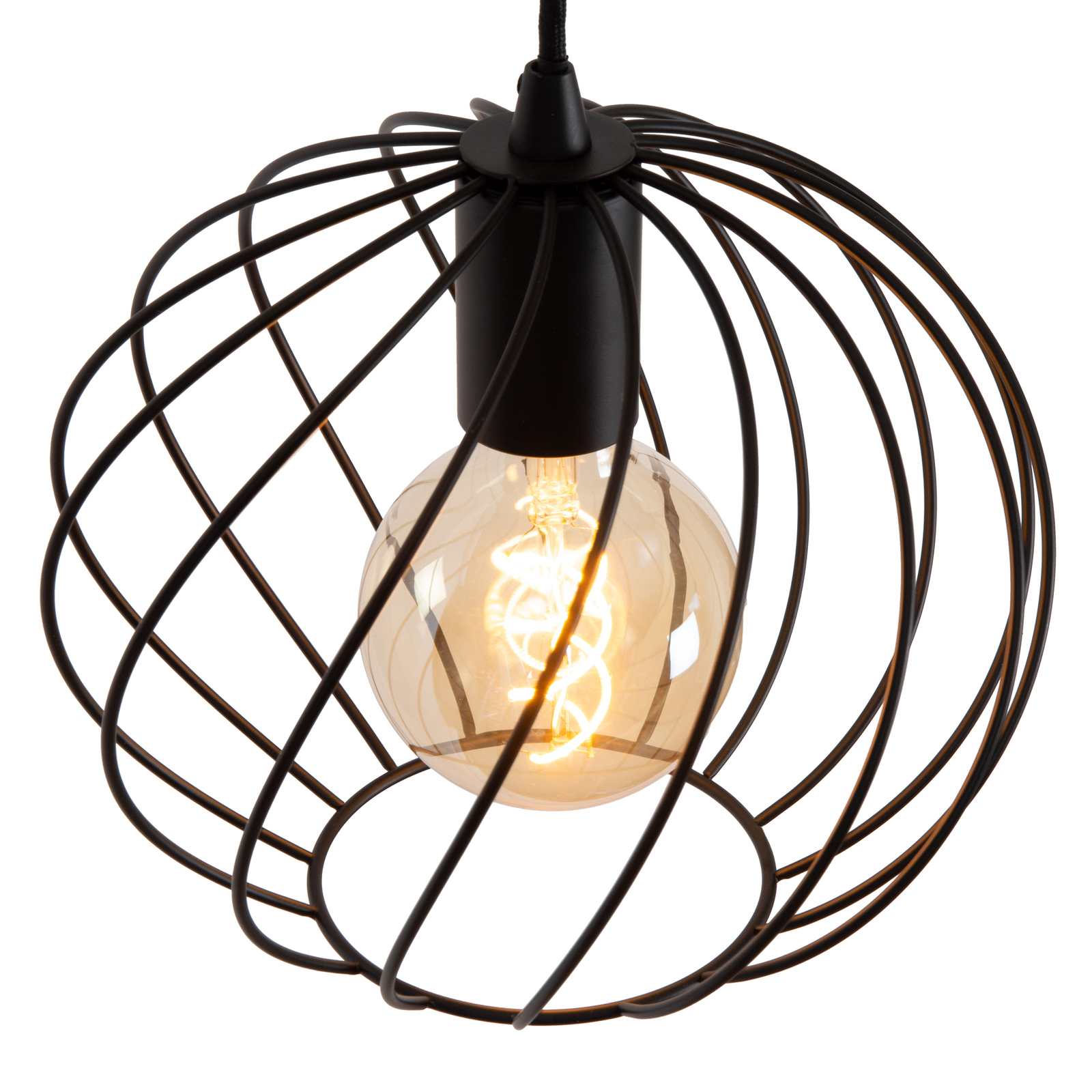 Danza pendant light, 3-bulb, round, black