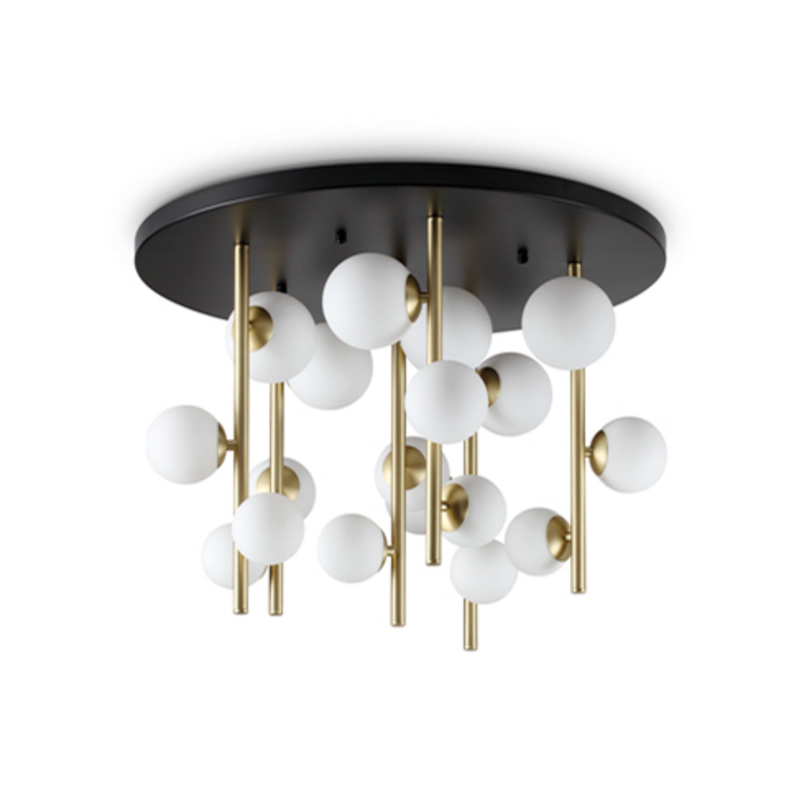 IDEAL LUX plafondlamp Perlage messing/wit, Ø 70 cm, 18 lampen